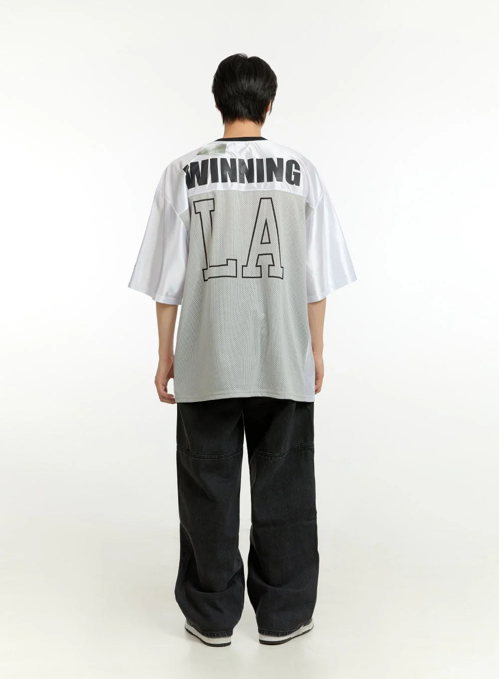 Men's Mesh Lettering V-Neck T-Shirt IL418 - Image 8