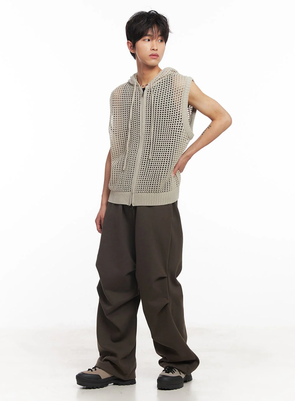 Men's Mesh Zip-Up Hooded Vest IY508 - Image 10