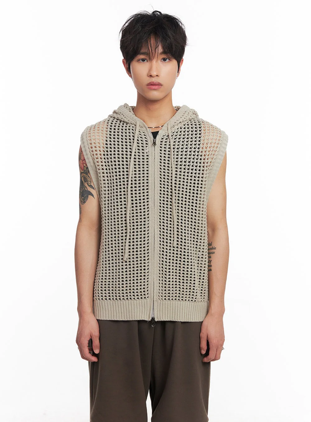 Men's Mesh Zip-Up Hooded Vest IY508 - Image 14
