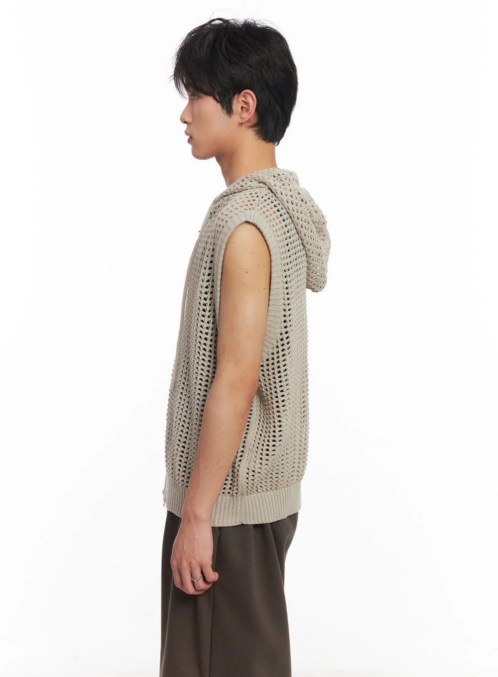 Men's Mesh Zip-Up Hooded Vest IY508 - Image 6