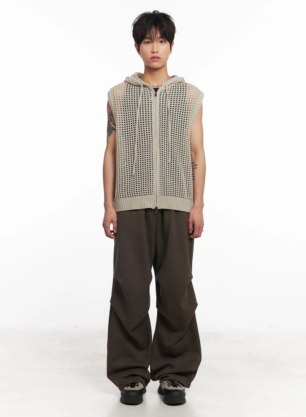 Men's Mesh Zip-Up Hooded Vest IY508 - Image 8