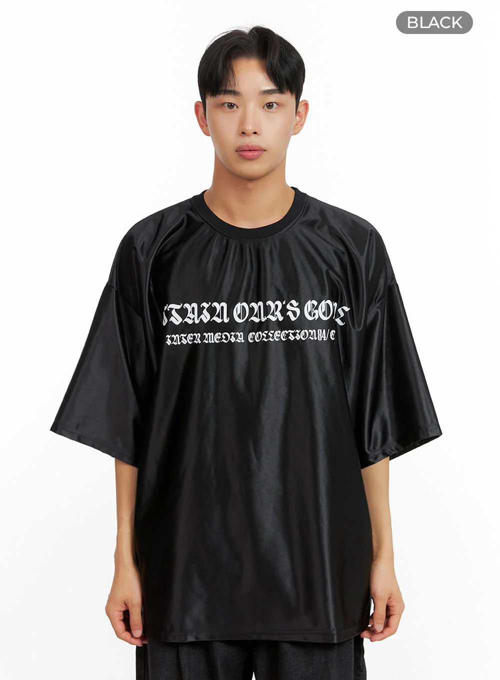 Men's Metallic Lettering T-Shirt IU412 - Image 10