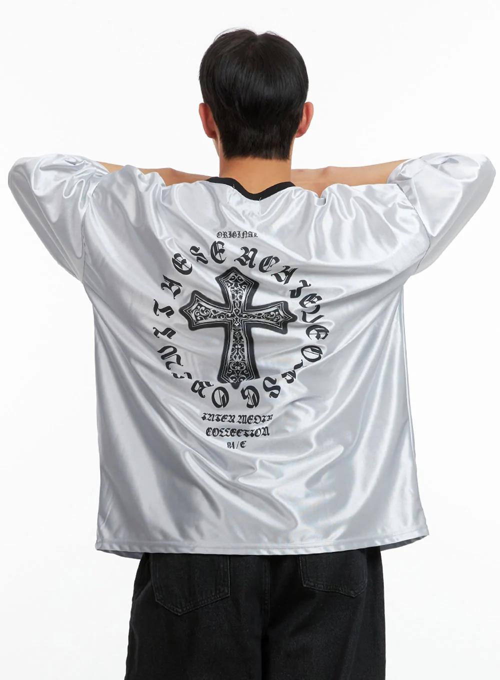 Men's Metallic Lettering T-Shirt IU412 - Image 2