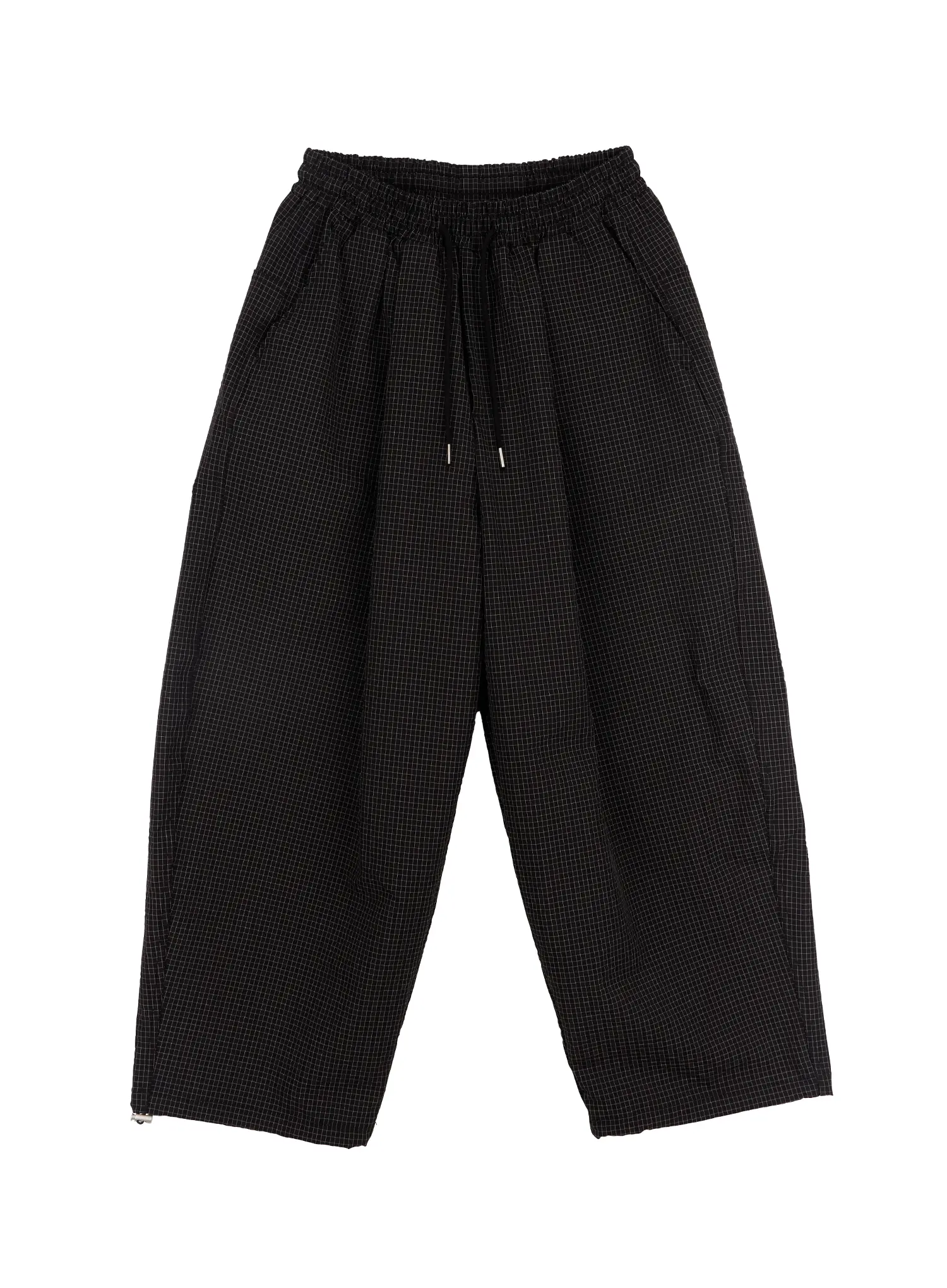 Men's Mini Check Pattern Pin-Tuck Wide Parachute Pants IF511 - Image 17