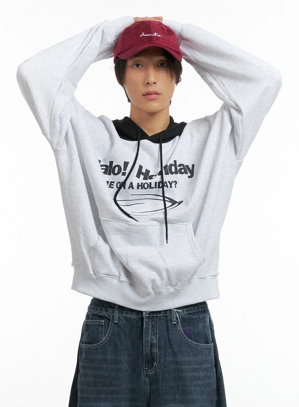 Men's Mixed Color Graphic Hoodie Sweatshirt IO402