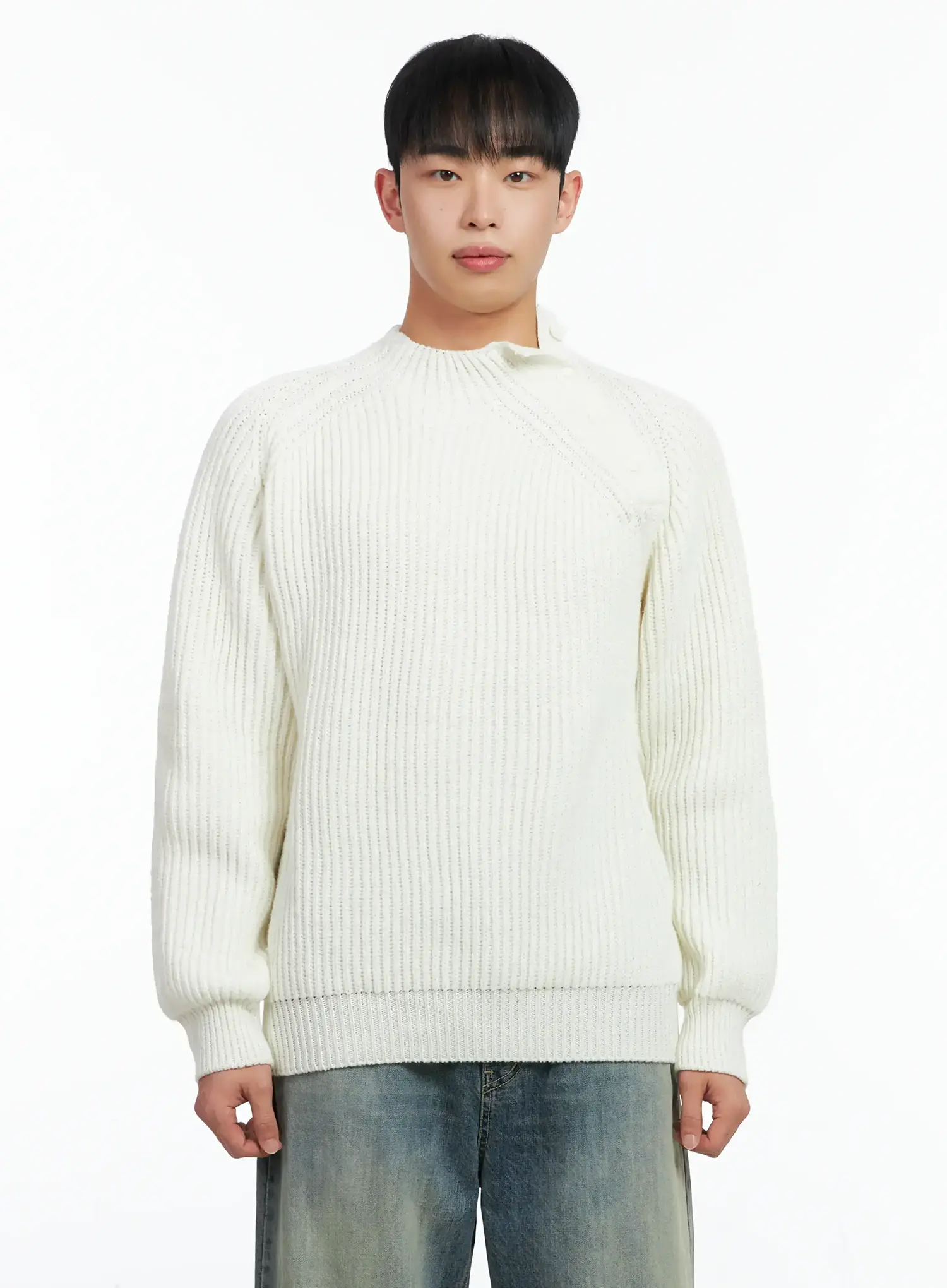 Men's Mock Neck Raglan Knit Sweater IN518 - Image 10