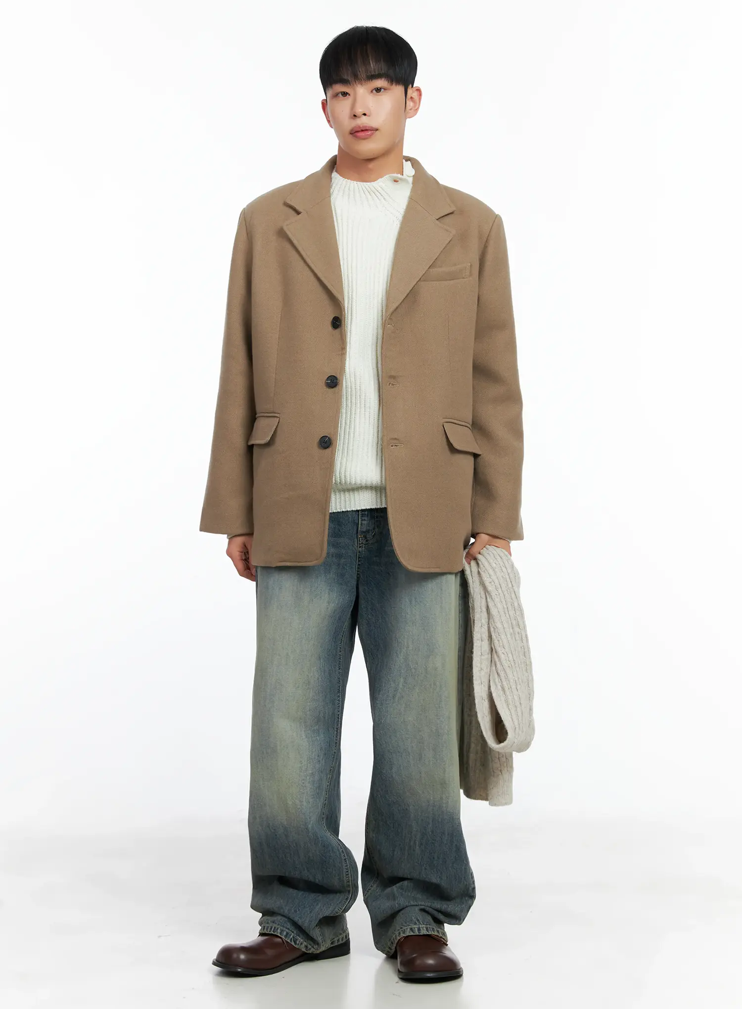 Men's Mock Neck Raglan Knit Sweater IN518 - Image 9