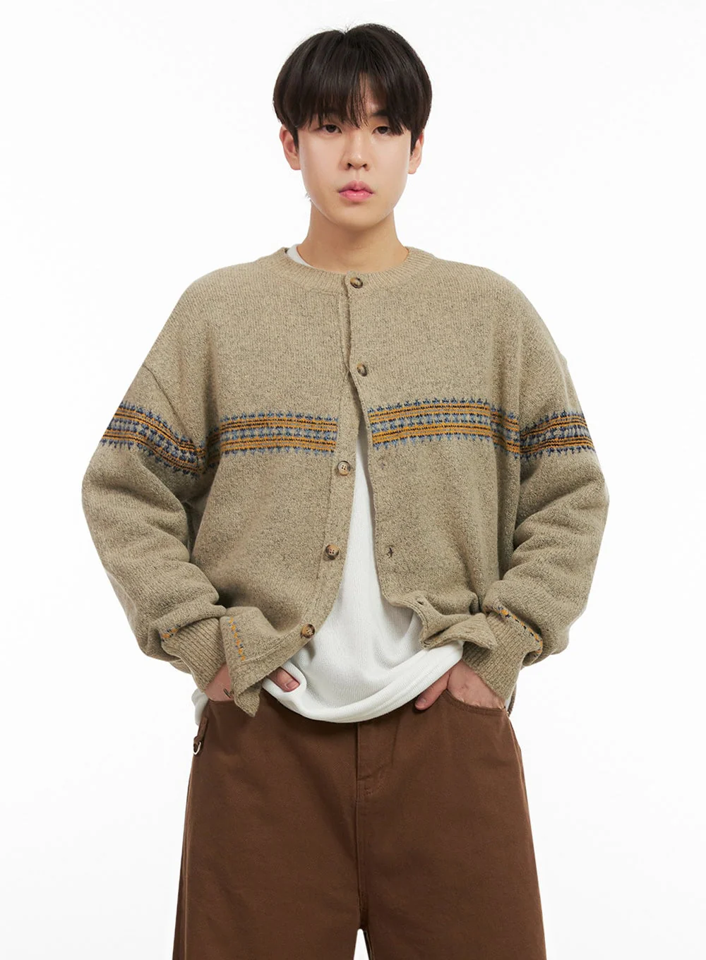 Men's Nordic Loose-Fit Cardigan IJ517 - Image 3