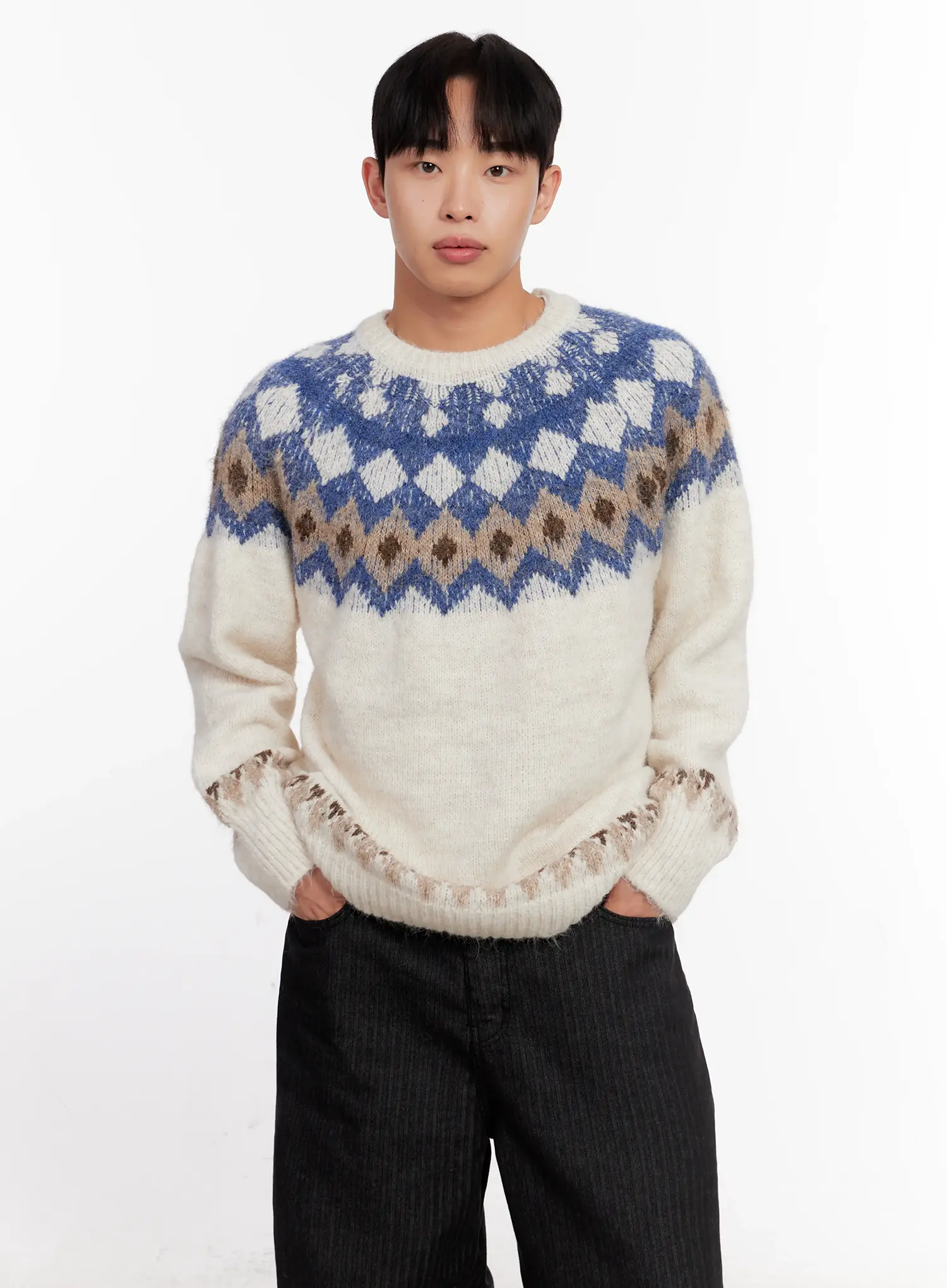 Men's Nordic Patterned Sweater IO523 - Image 7