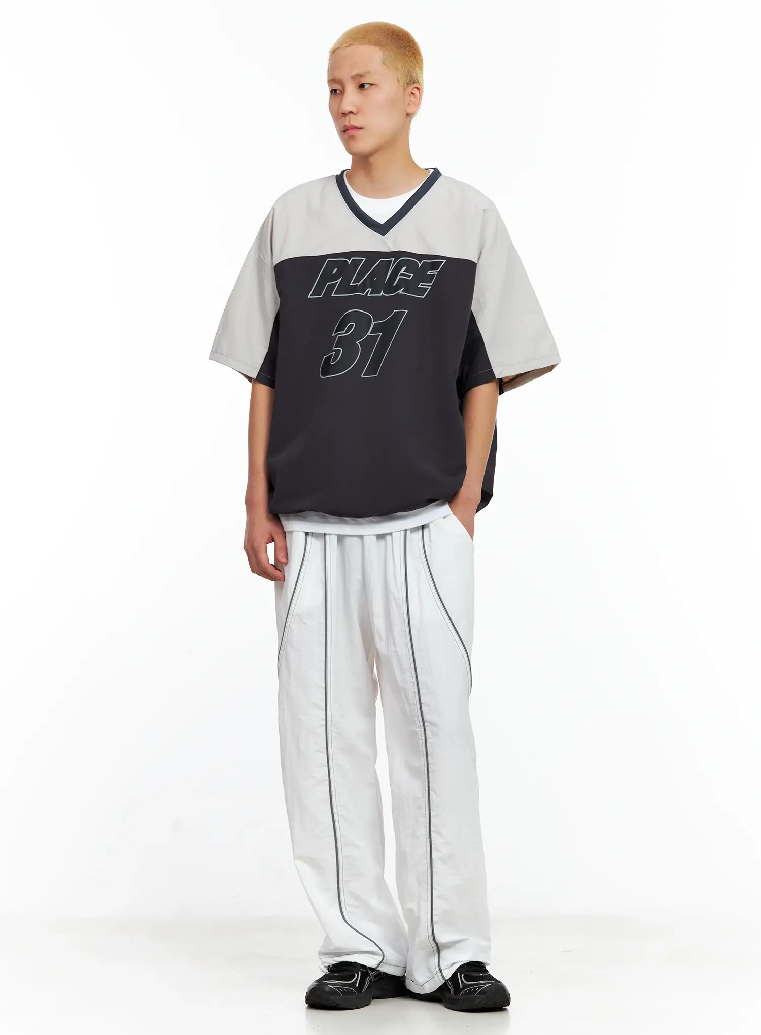 Men's Nylon V-Neck String T-Shirt IL511 - Image 10