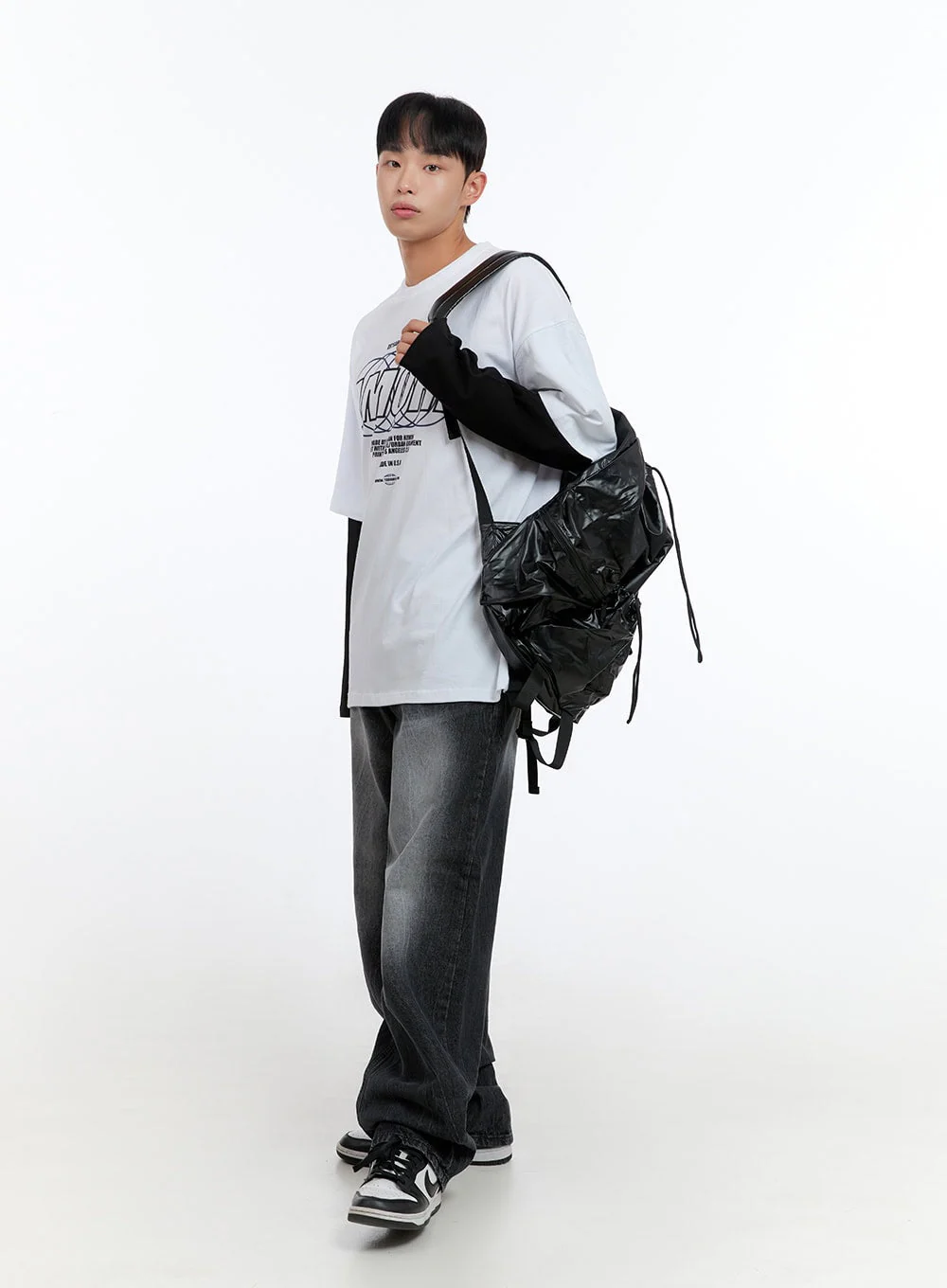 Men's Oversize Cotton Graphic Layered T-Shirt IS413 - Image 2