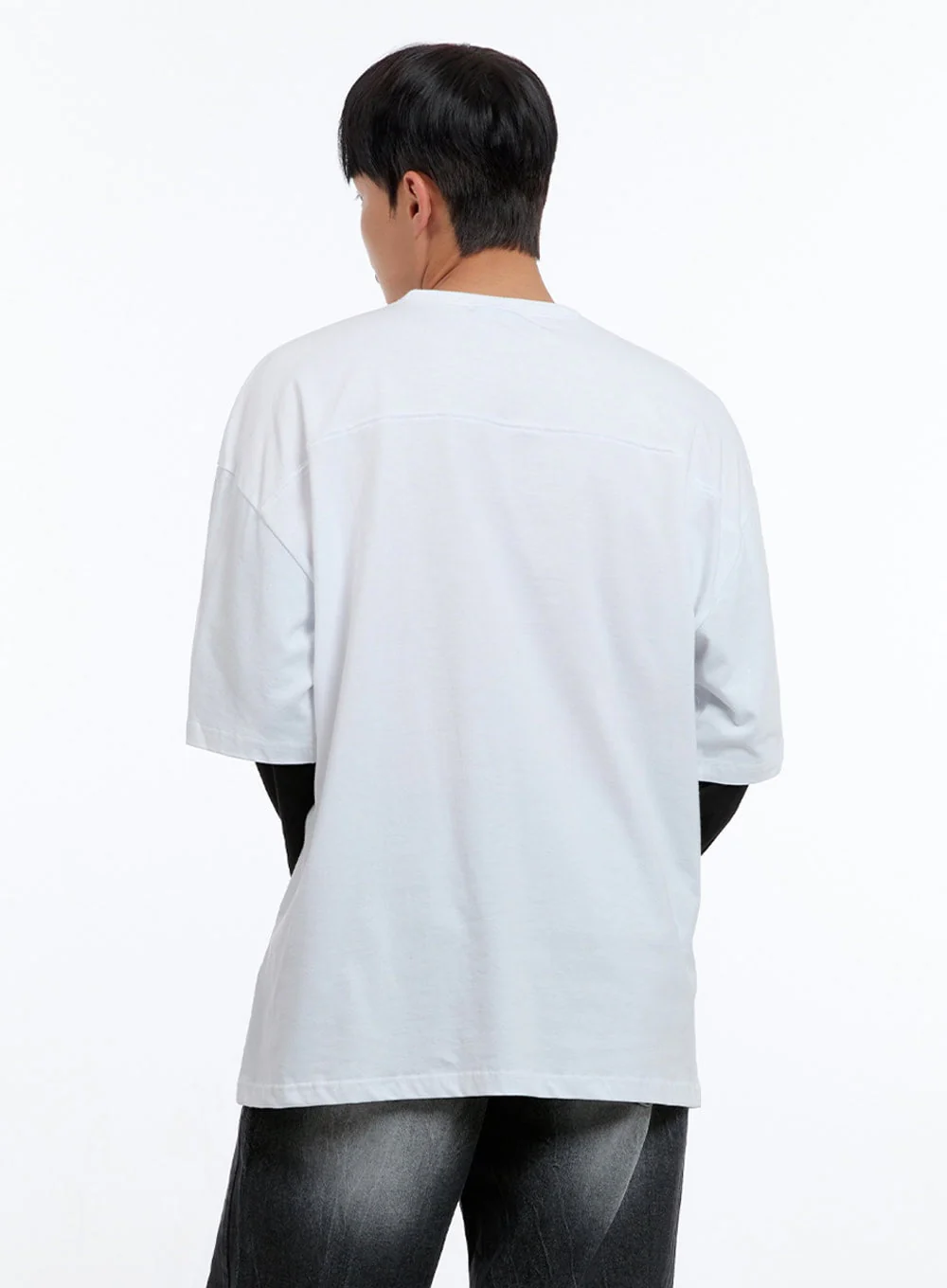Men's Oversize Cotton Graphic Layered T-Shirt IS413 - Image 5
