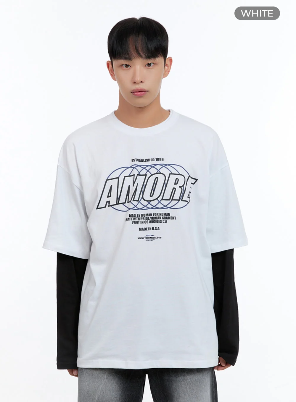 Men's Oversize Cotton Graphic Layered T-Shirt IS413 - Image 9