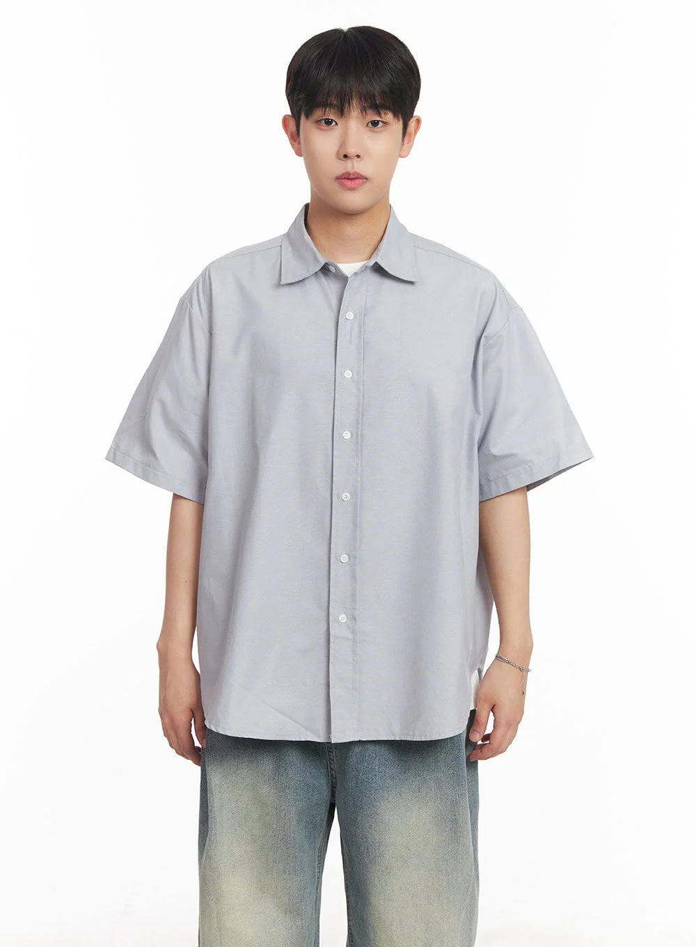 Men's Oversized Collared Short Sleeve Shirt IA529 - Image 15