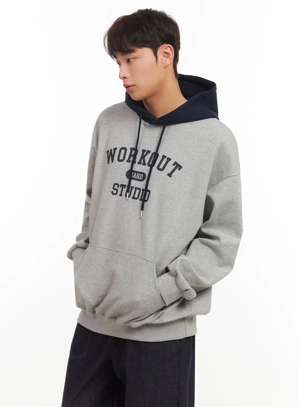 Men's Oversized Contrast Graphic Hoodie IF517 - Image 5