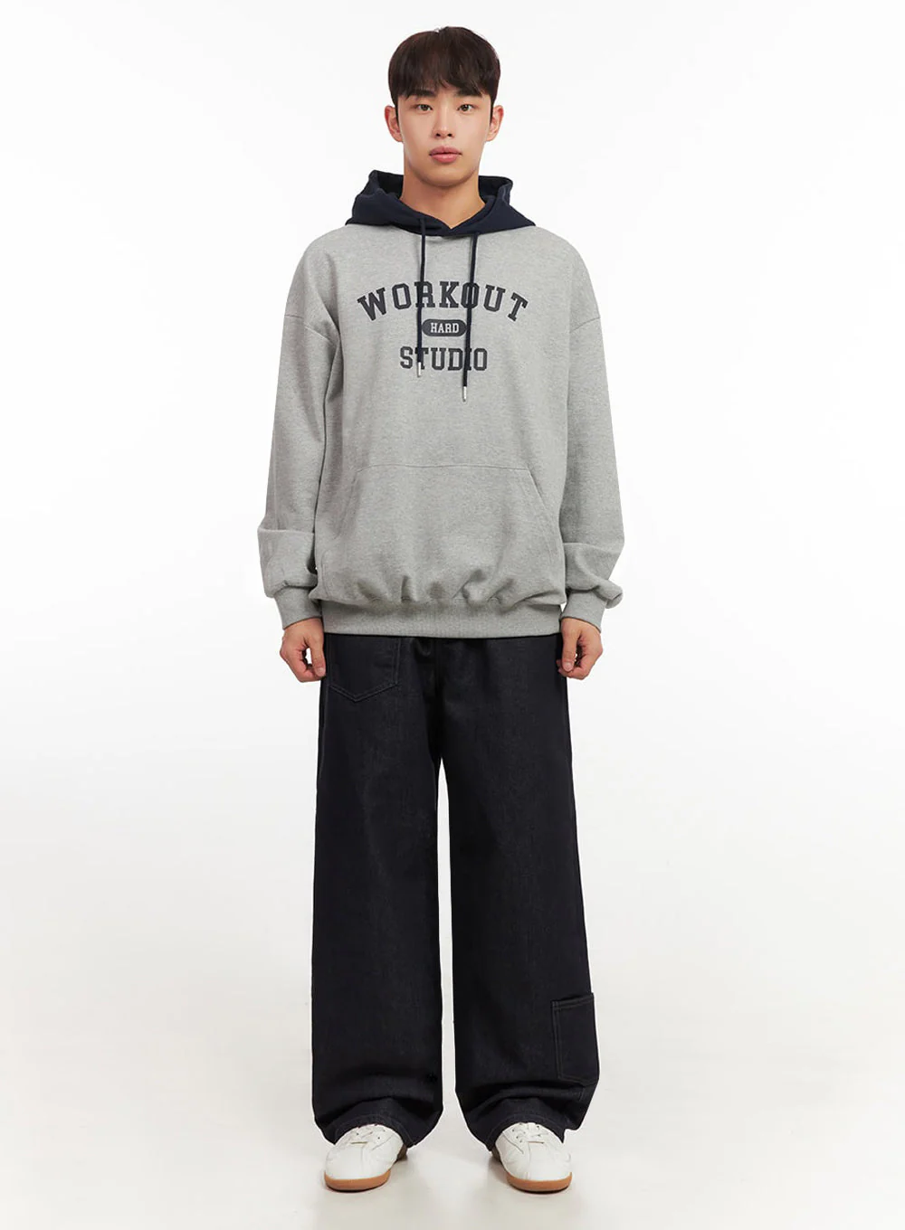 Men's Oversized Contrast Graphic Hoodie IF517 - Image 8
