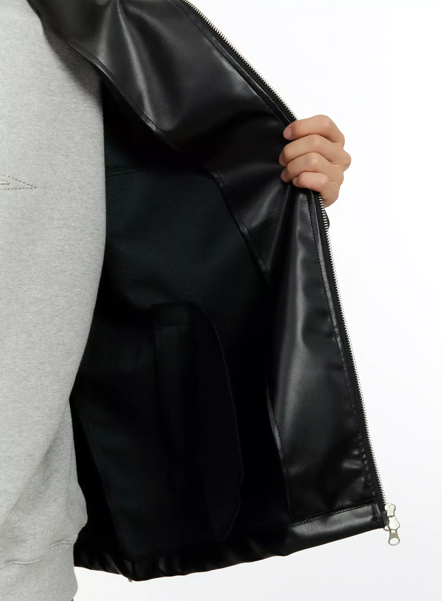 Men's Oversized Faux Leather Jacket IN506 - Image 12
