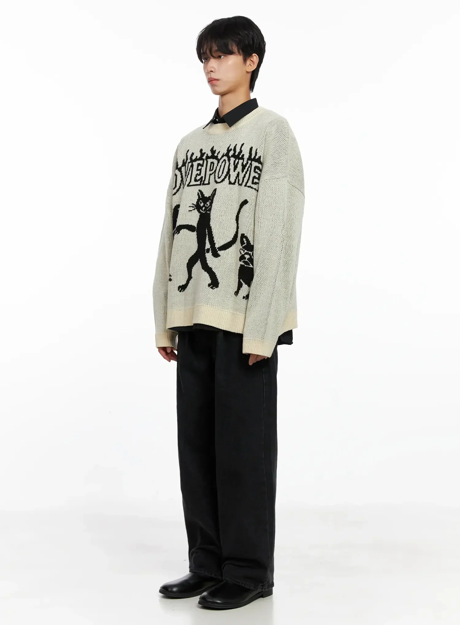 Men's Oversized Graphic Knit Sweater IO516 - Image 6