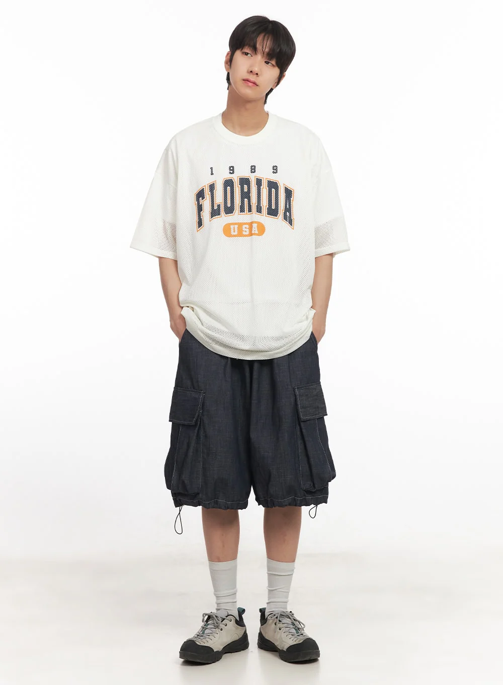 Men's Oversized Graphic Mesh T-Shirt IA510 - Image 2