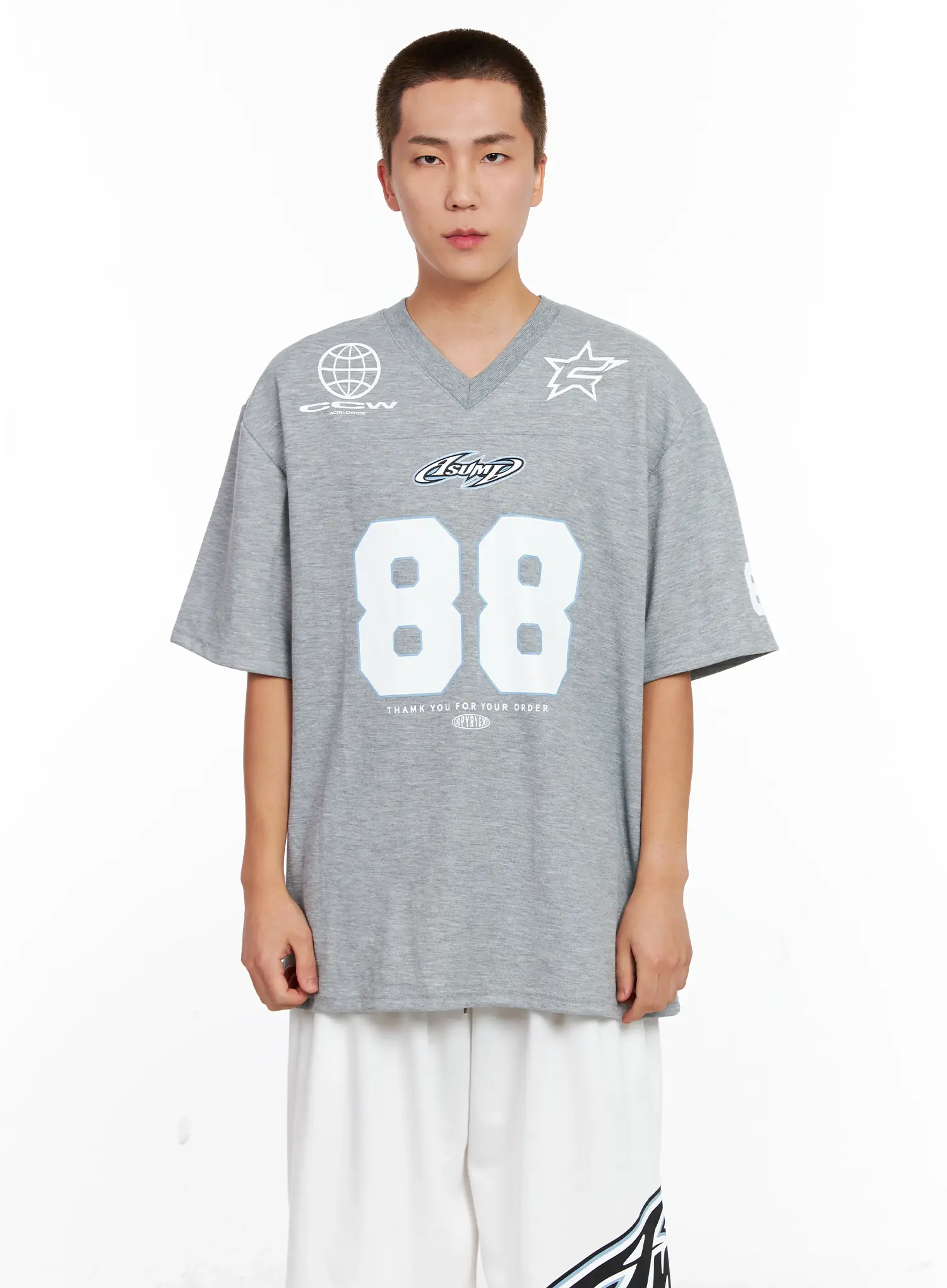 Men's Oversized Graphic V-Neck Tee IG508 - Image 13