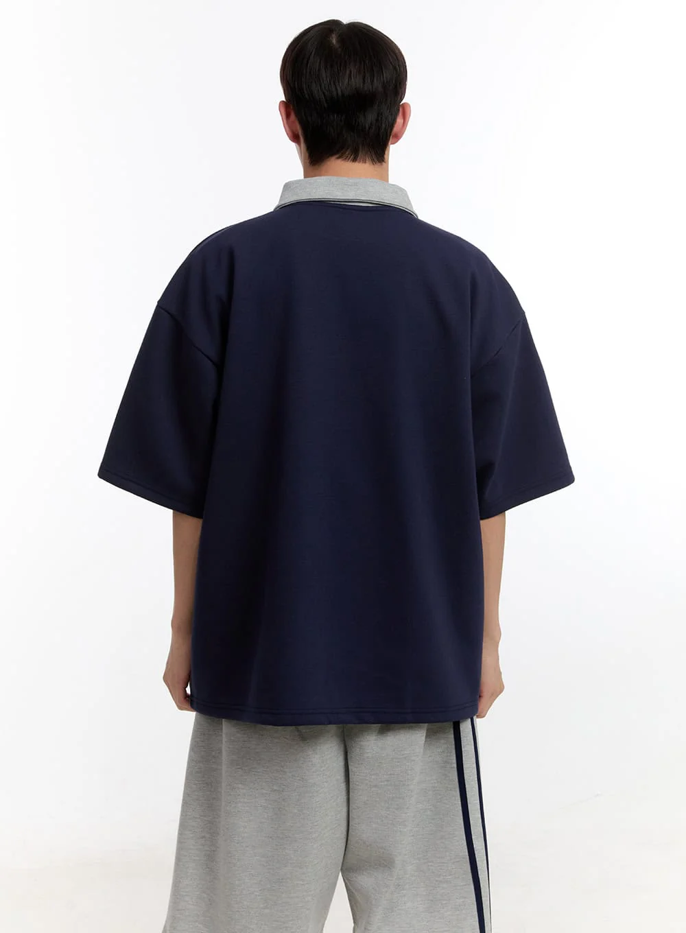 Men's Oversized Half-Zip Collared Sweatshirt IA504 - Image 6