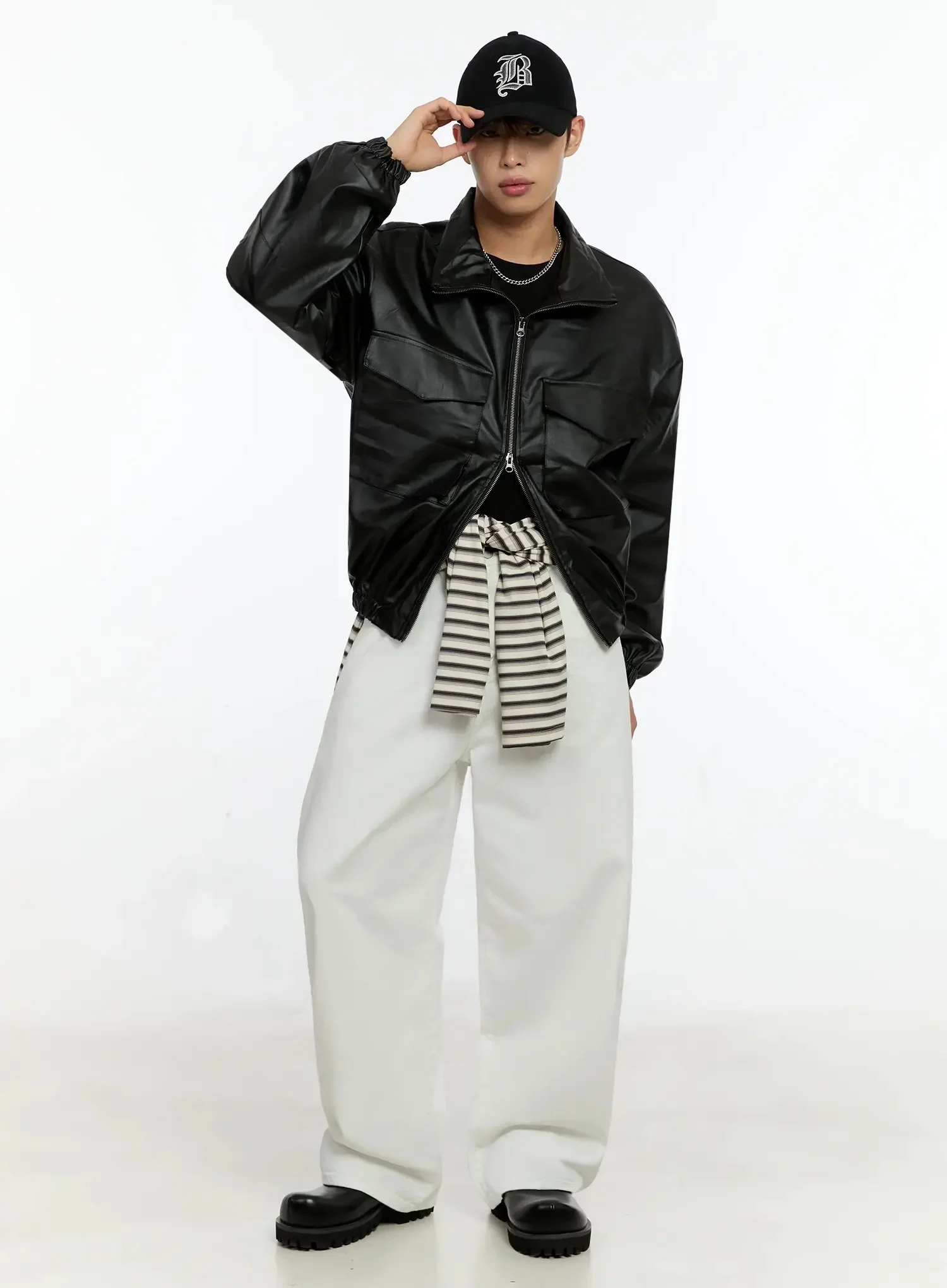 Men's Oversized PU Jacket IN506