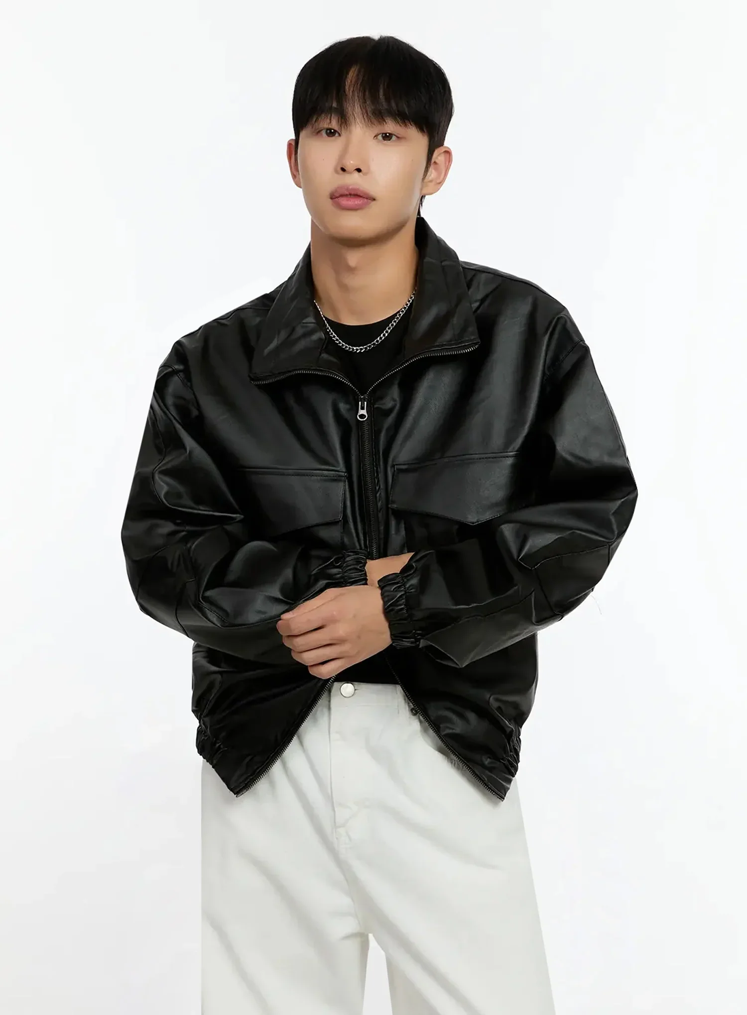 Men's Oversized PU Jacket IN506 - Image 10