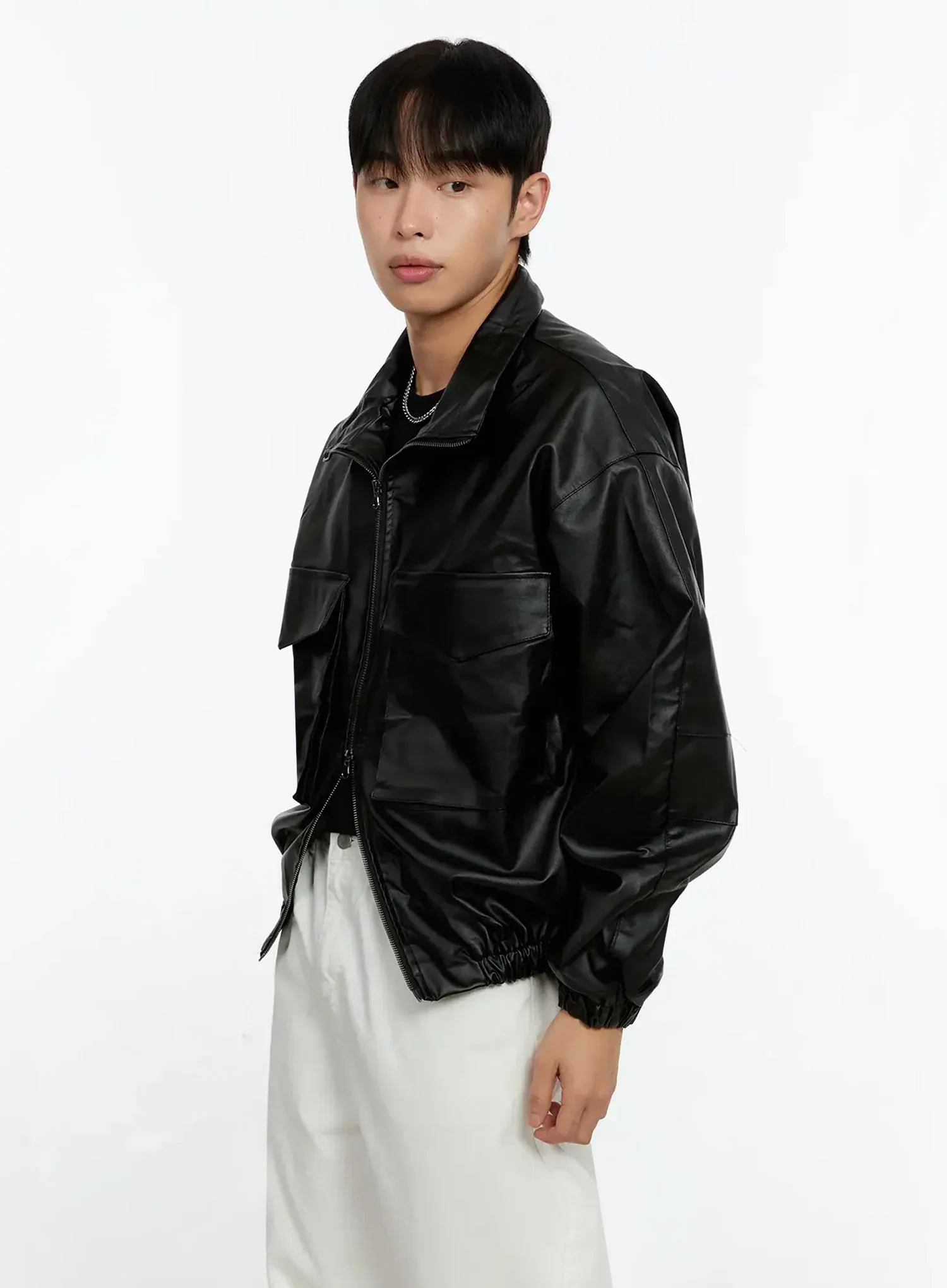 Men's Oversized PU Jacket IN506 - Image 11