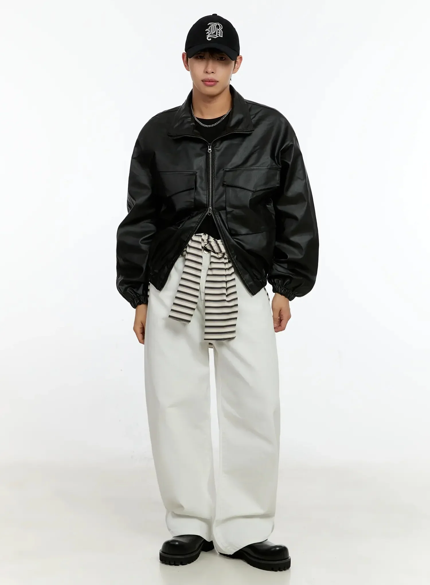 Men's Oversized PU Jacket IN506 - Image 14