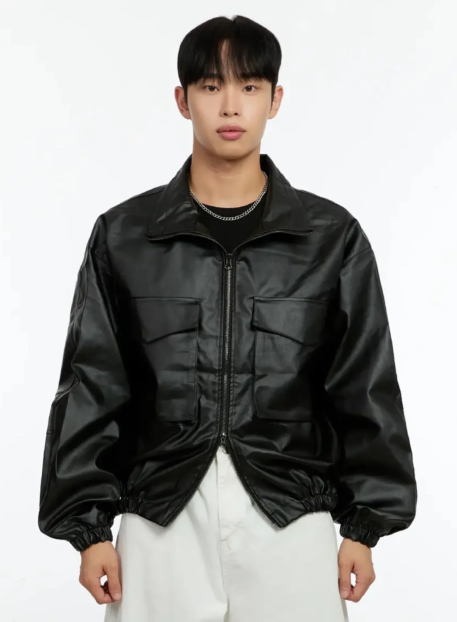 Men's Oversized PU Jacket IN506 - Image 15