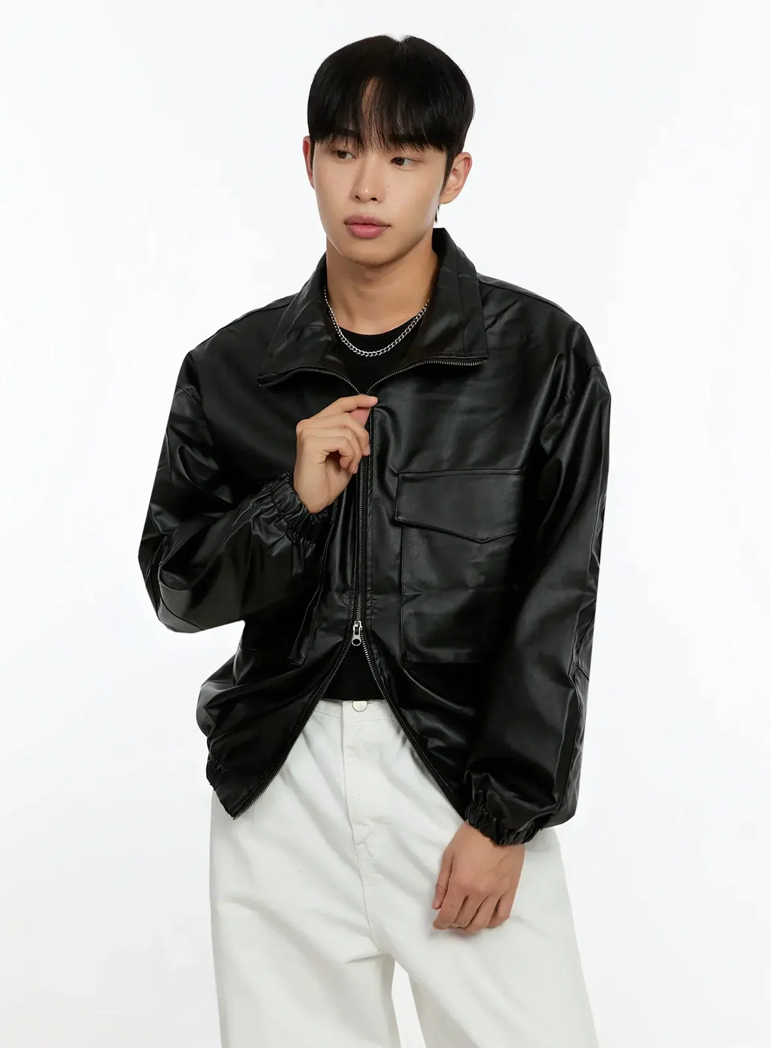 Men's Oversized PU Jacket IN506 - Image 2
