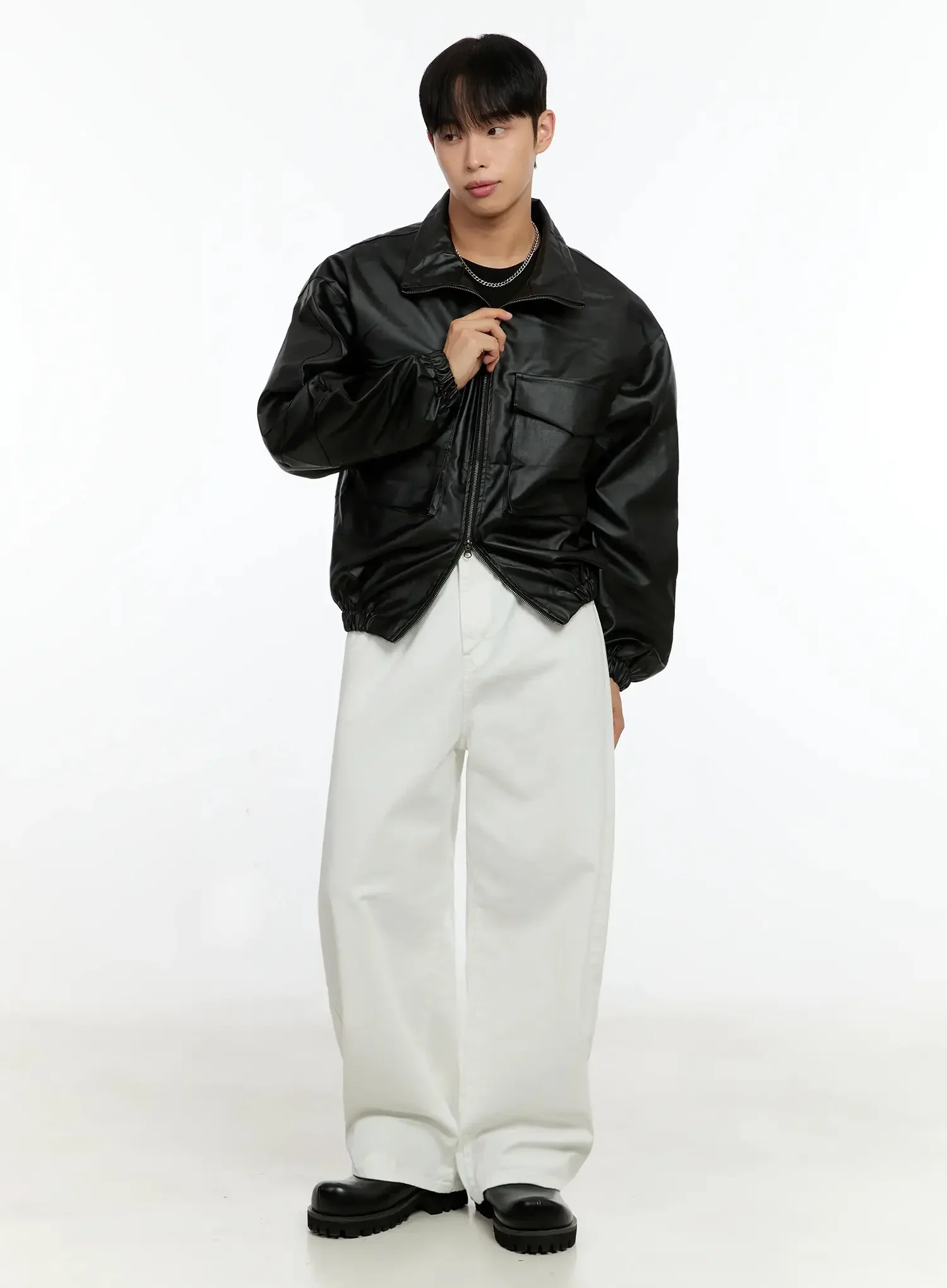 Men's Oversized PU Jacket IN506 - Image 8