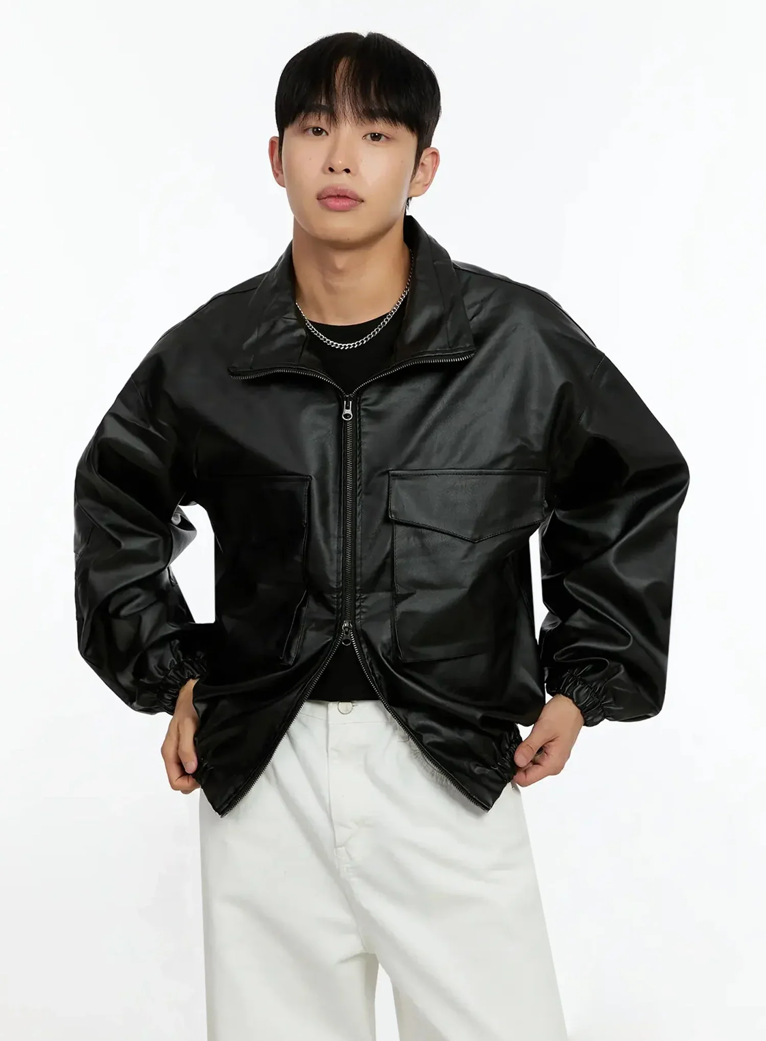 Men's Oversized PU Jacket IN506 - Image 9