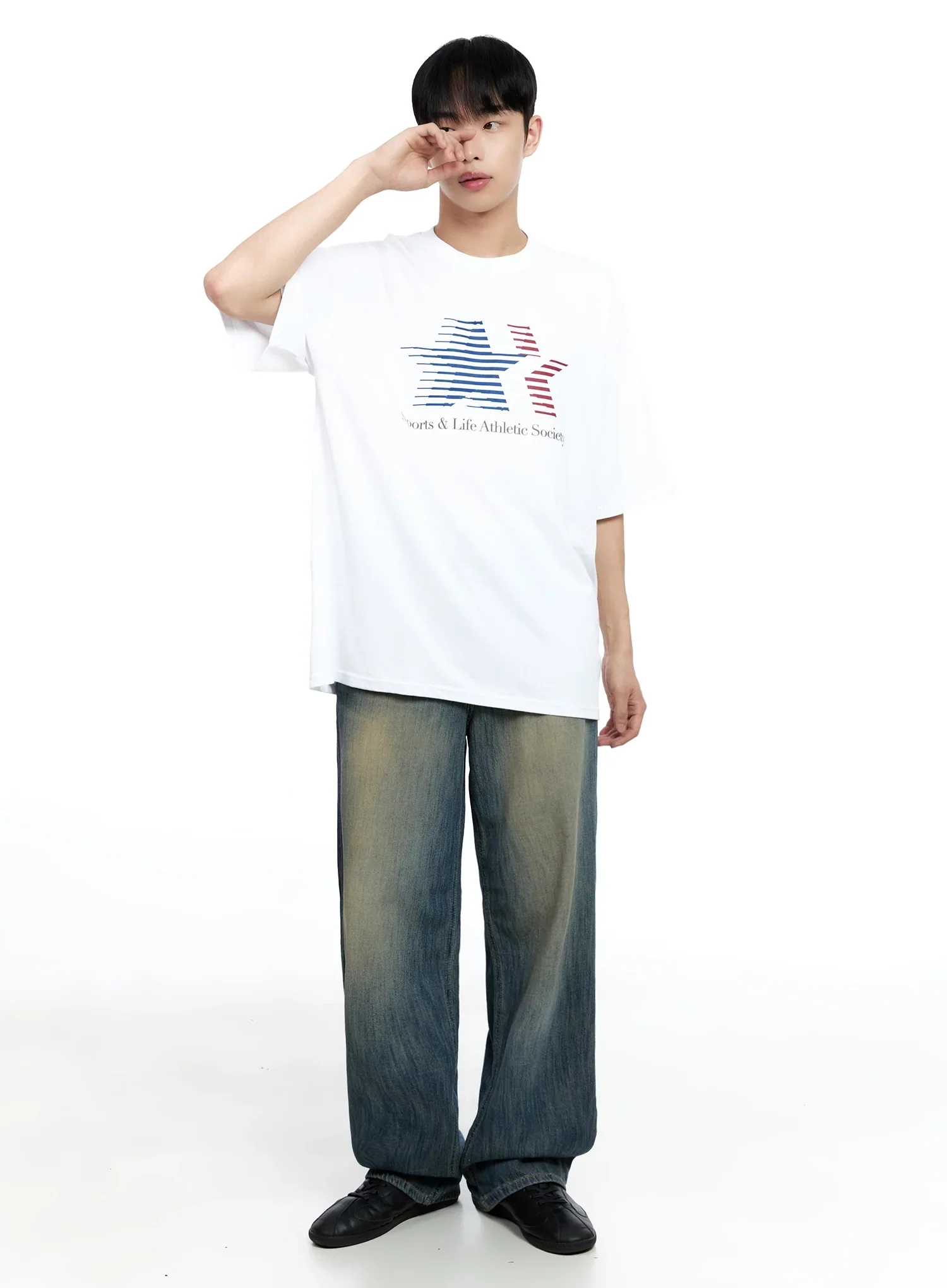 Men's Oversized Star Graphic T-Shirt IG520 - Image 14