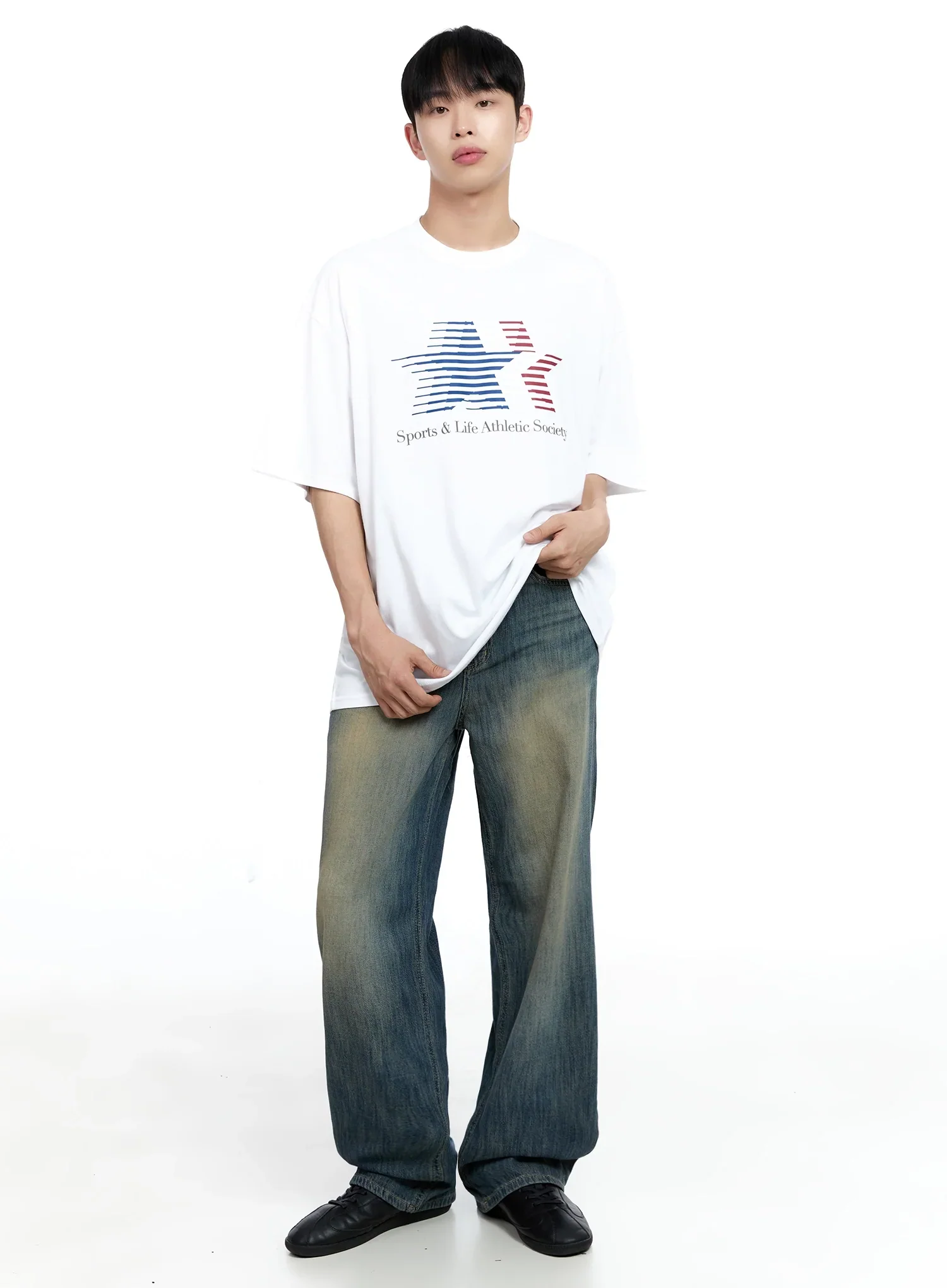 Men's Oversized Star Graphic T-Shirt IG520 - Image 5