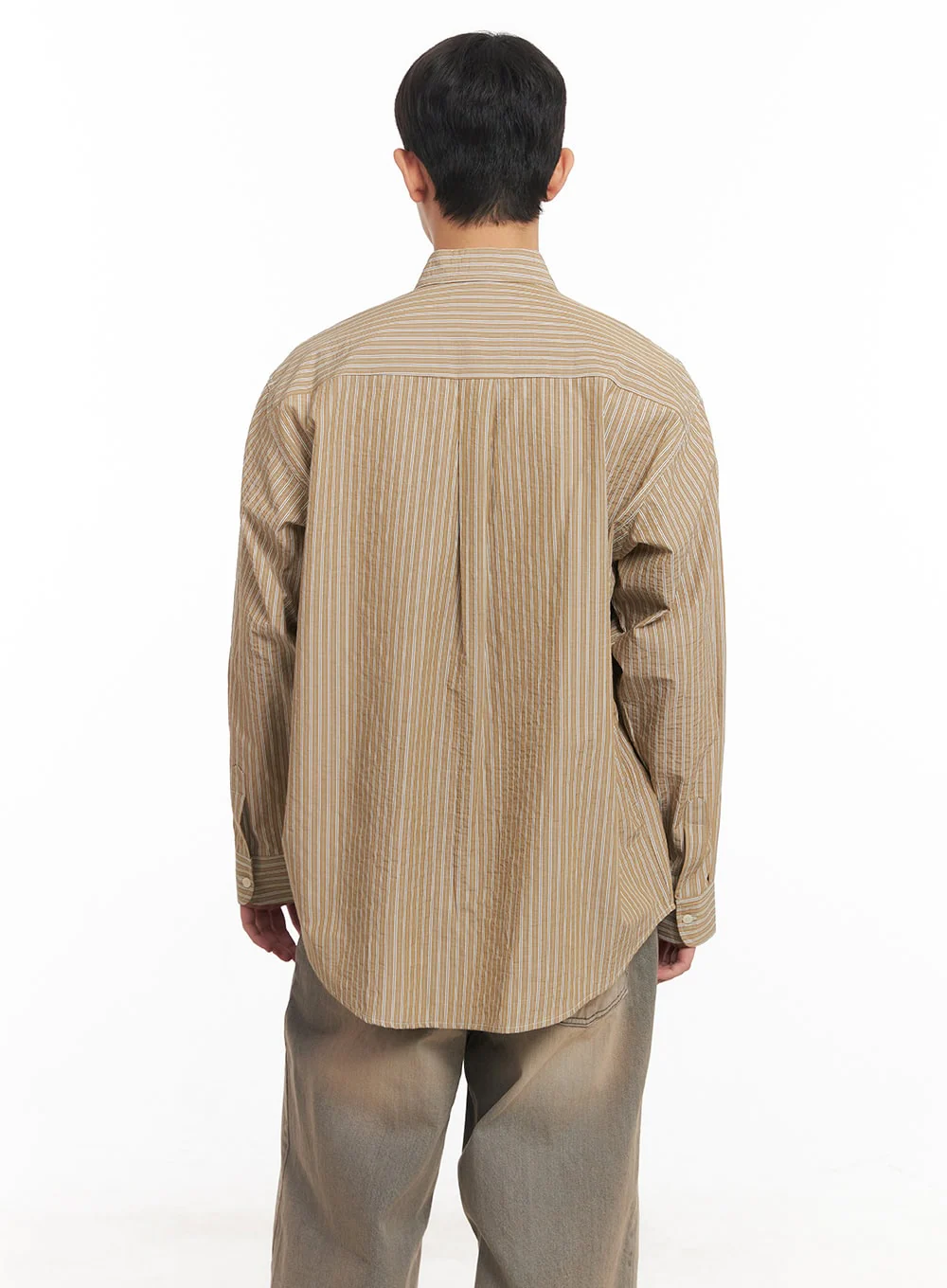 Men's Oversized Stripe Collared Shirt IM514 - Image 6