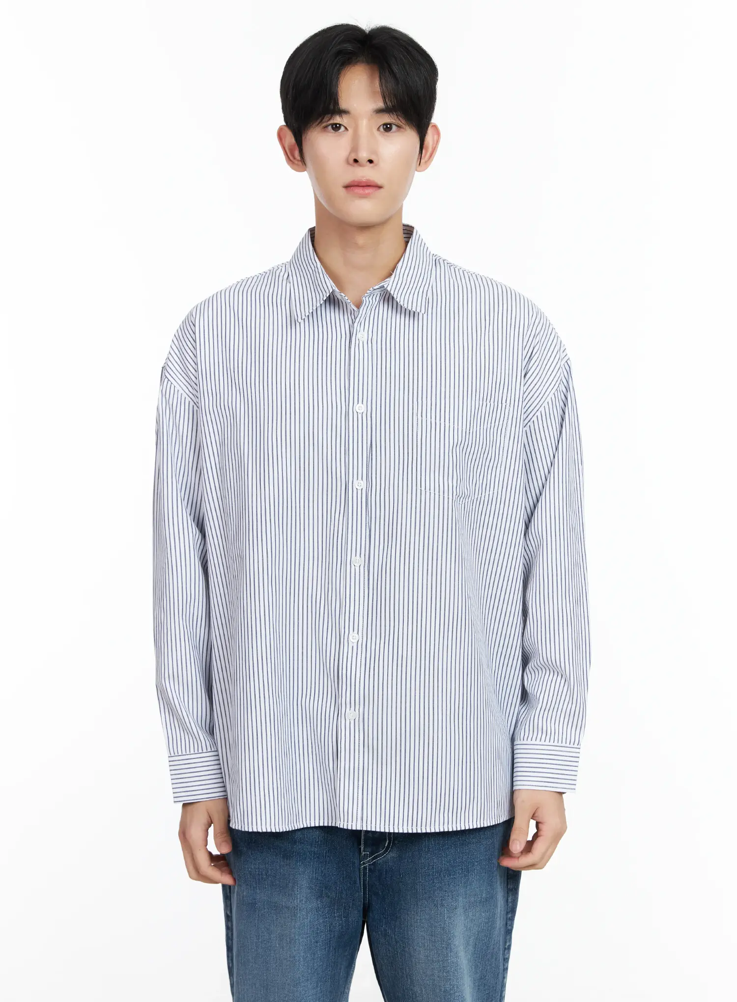 Men's Oversized Stripe Shirt IM523 - Image 11