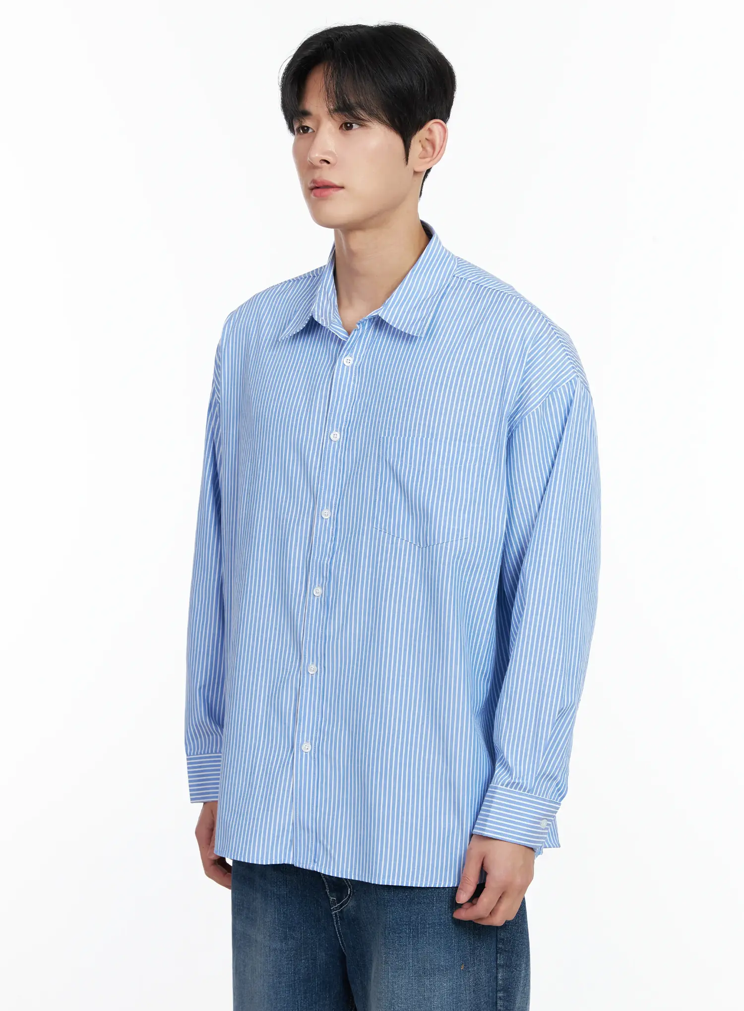 Men's Oversized Stripe Shirt IM523 - Image 4