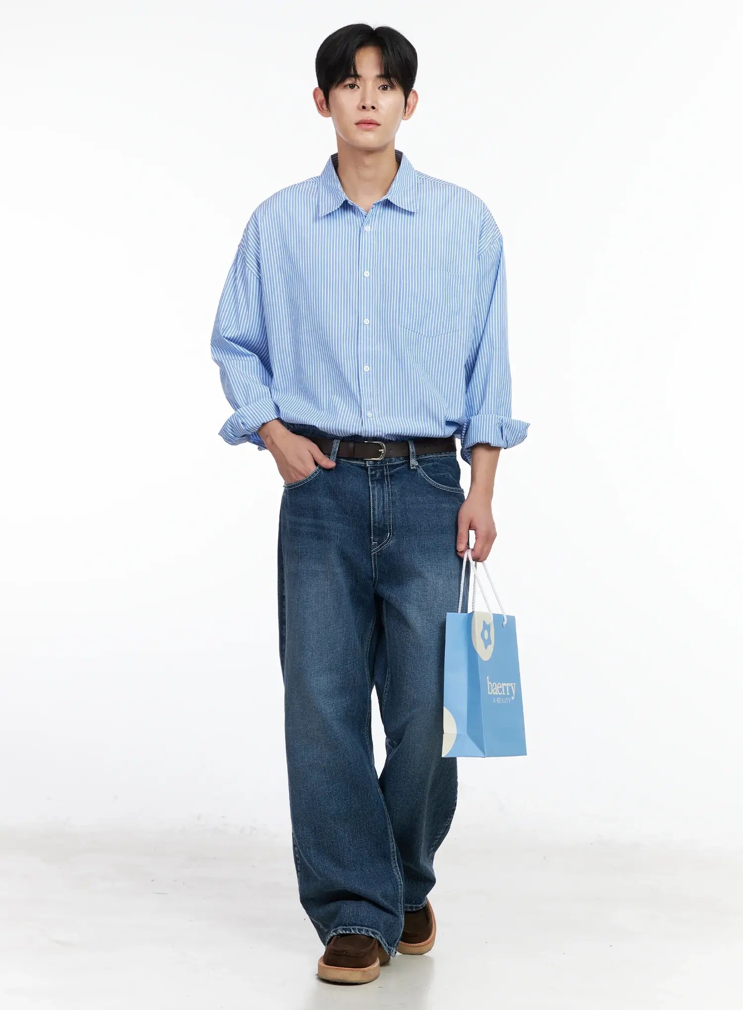 Men's Oversized Stripe Shirt IM523 - Image 8