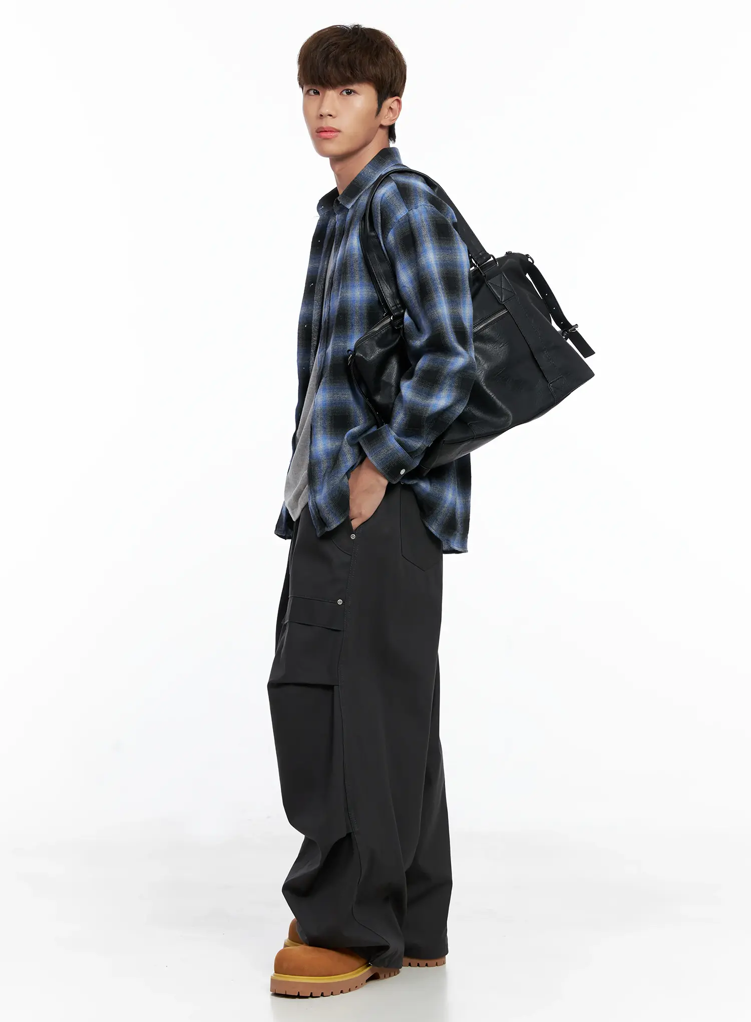 Men's Parachute Wide Pants IO506 - Image 2