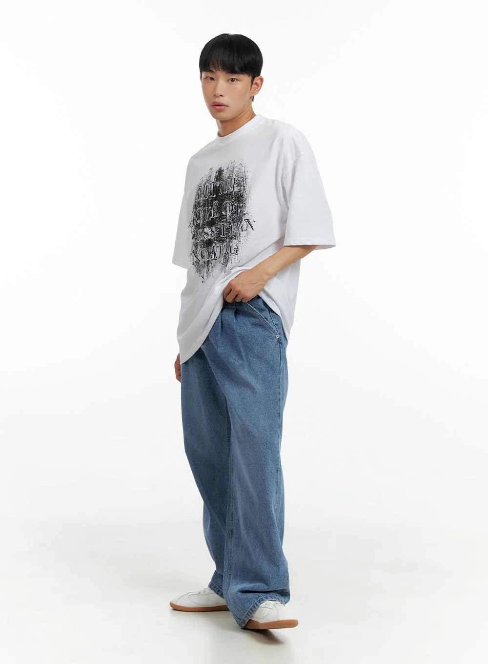Men's Pintuck Washed Wide Fit Jeans CL429 - Image 5