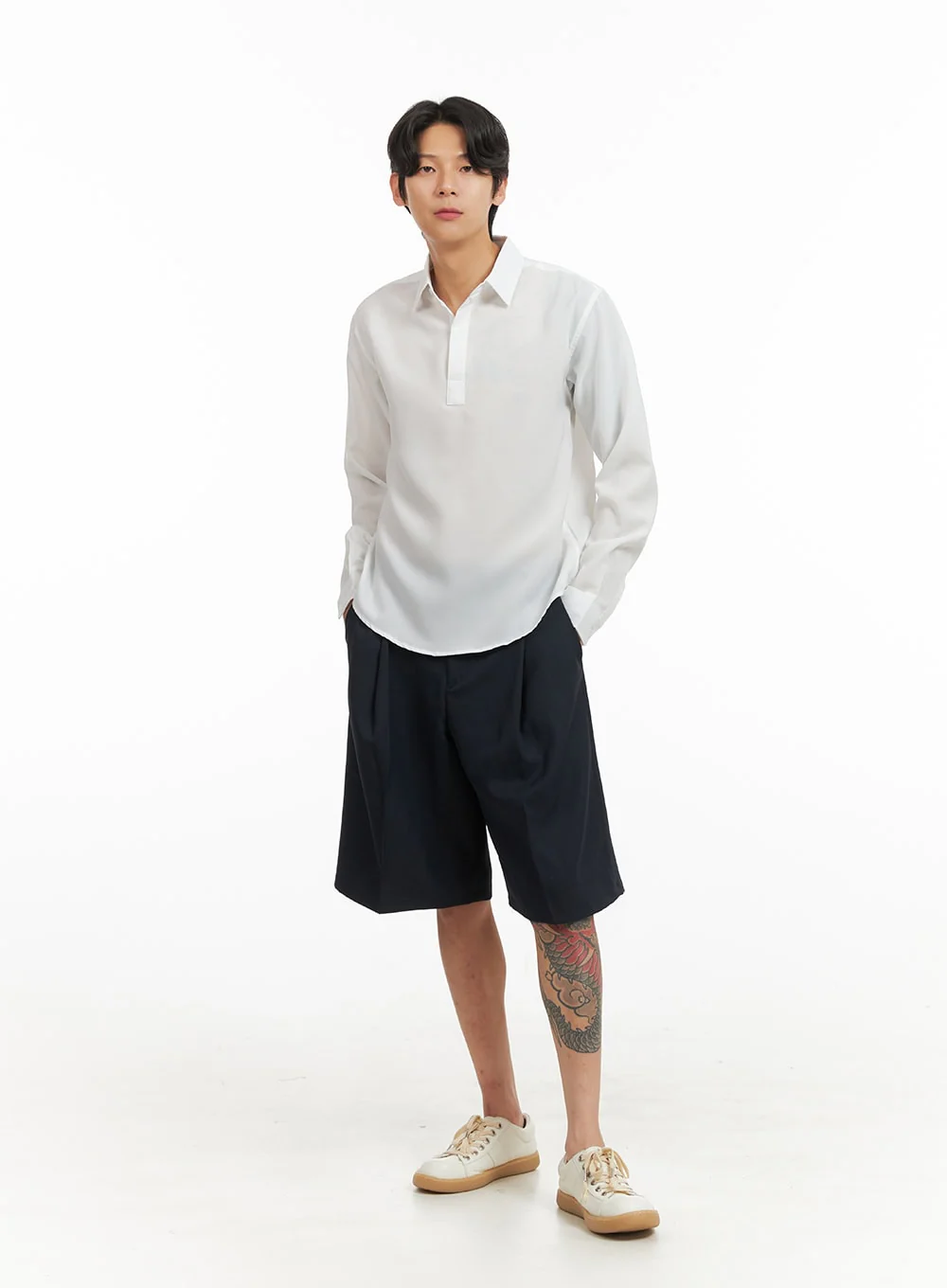 Men's Pintuck Wide Leg Shorts IY416 - Image 3