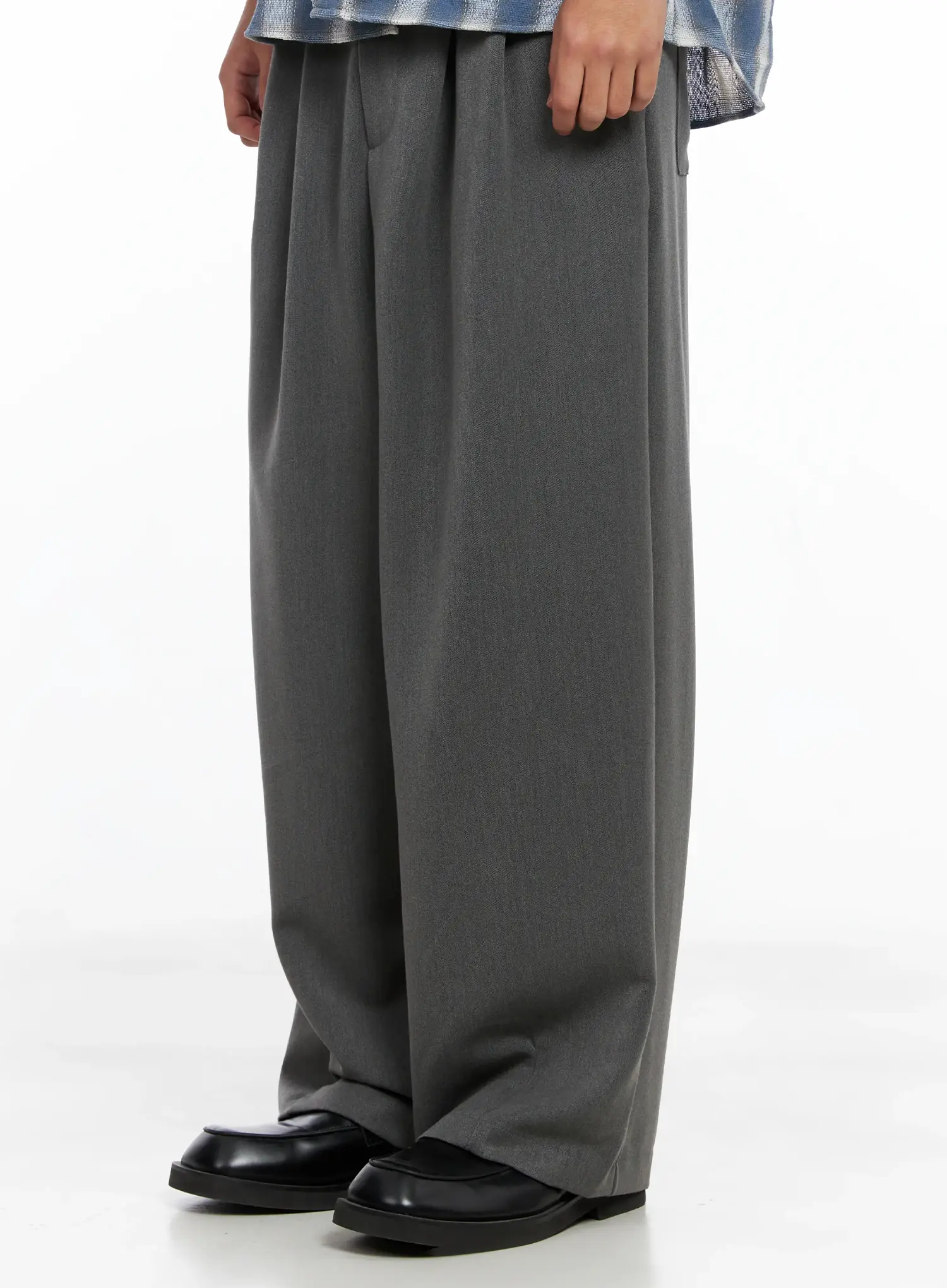 Men's Pintuck Wide-Leg Trousers IS502 - Image 4
