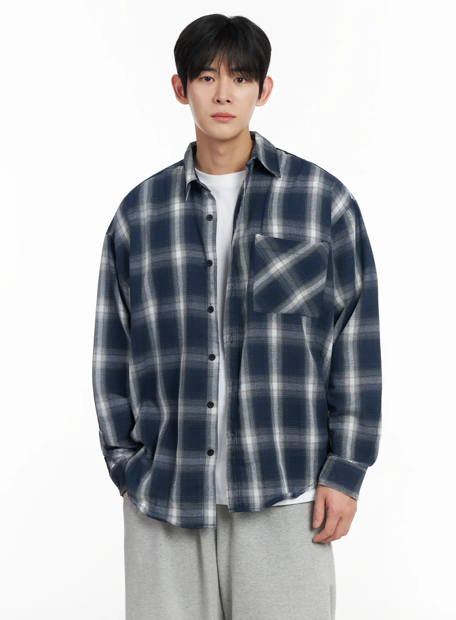 Men's Plaid Button-Up Shirt IF517 - Image 2