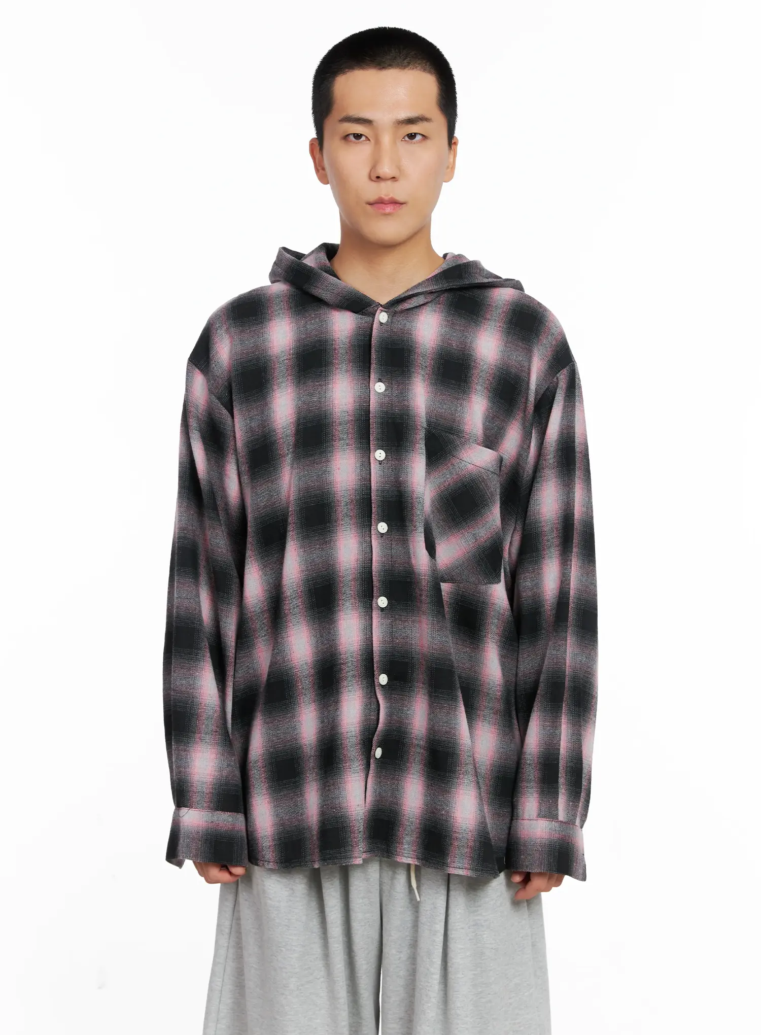 Men's Plaid Flannel Hooded Shirt IG529 - Image 17