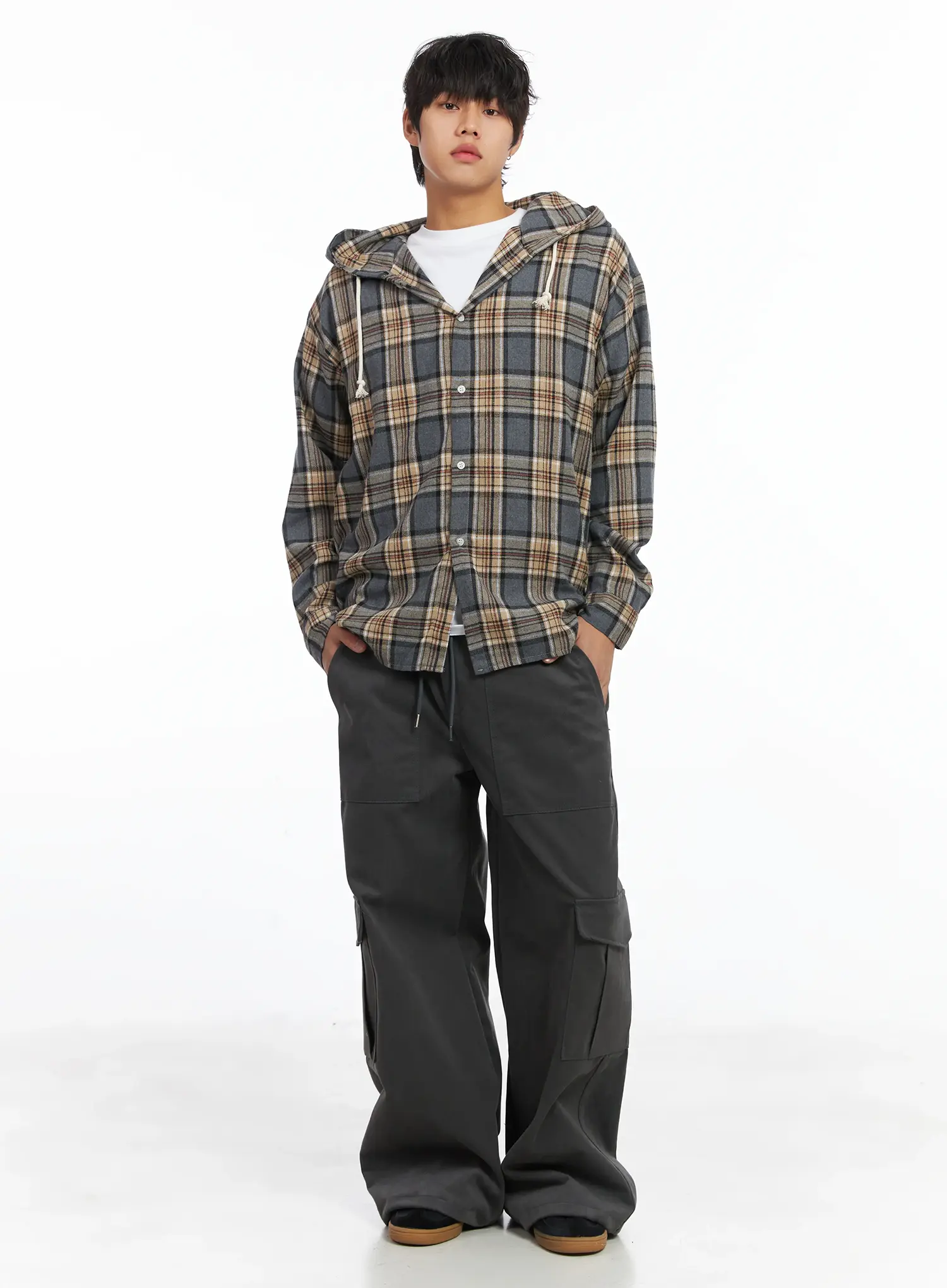 Men's Plaid Hooded Flannel IJ512
