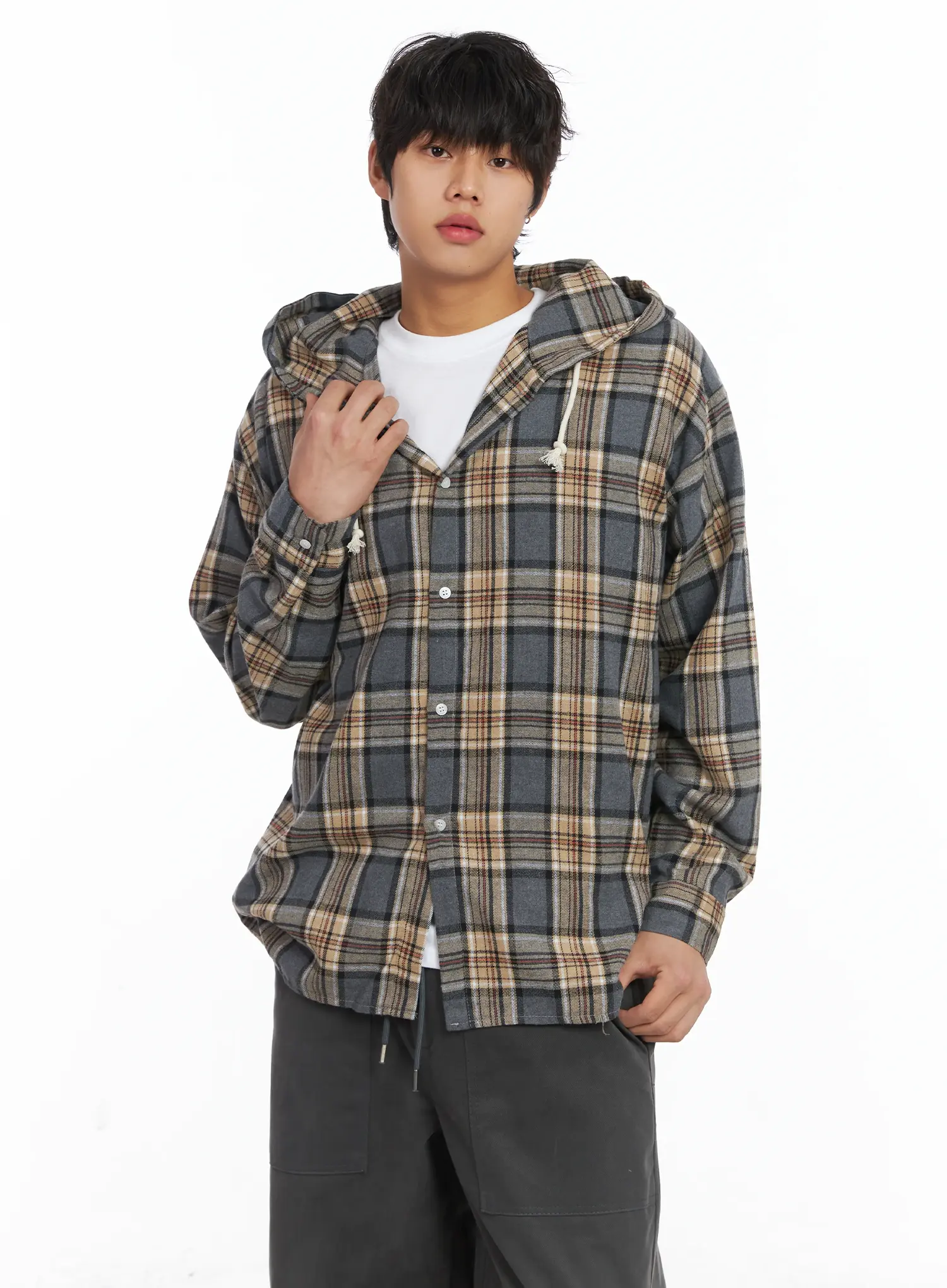 Men's Plaid Hooded Flannel IJ512 - Image 6