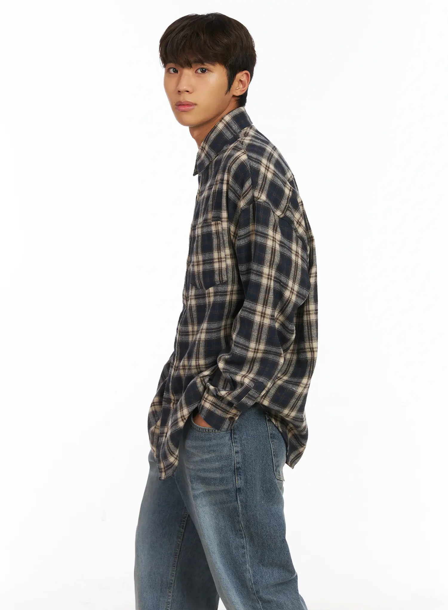 Men's Plaid Shirt IJ514 - Image 2
