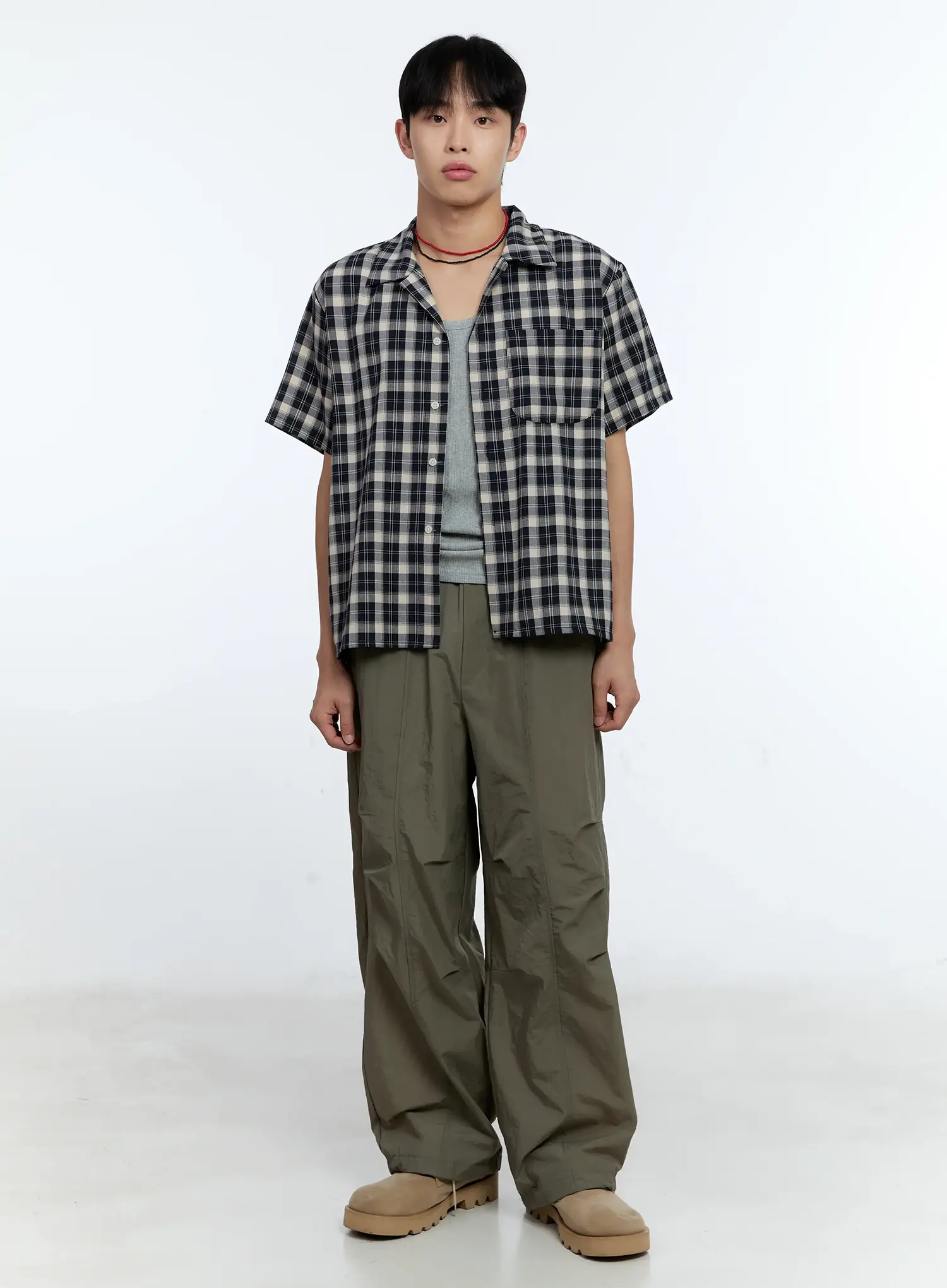 Men's Plaid Short Sleeve Shirt IG519 - Image 8