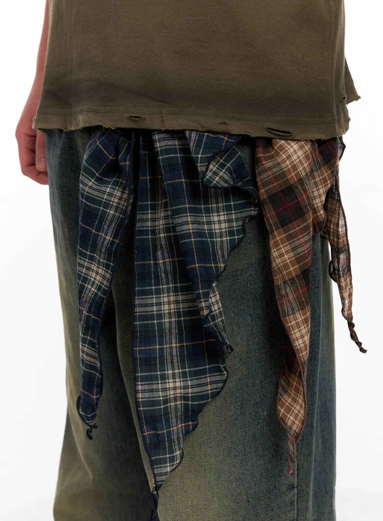 Men's Plaid Triangle Scarf IG508 - Image 2